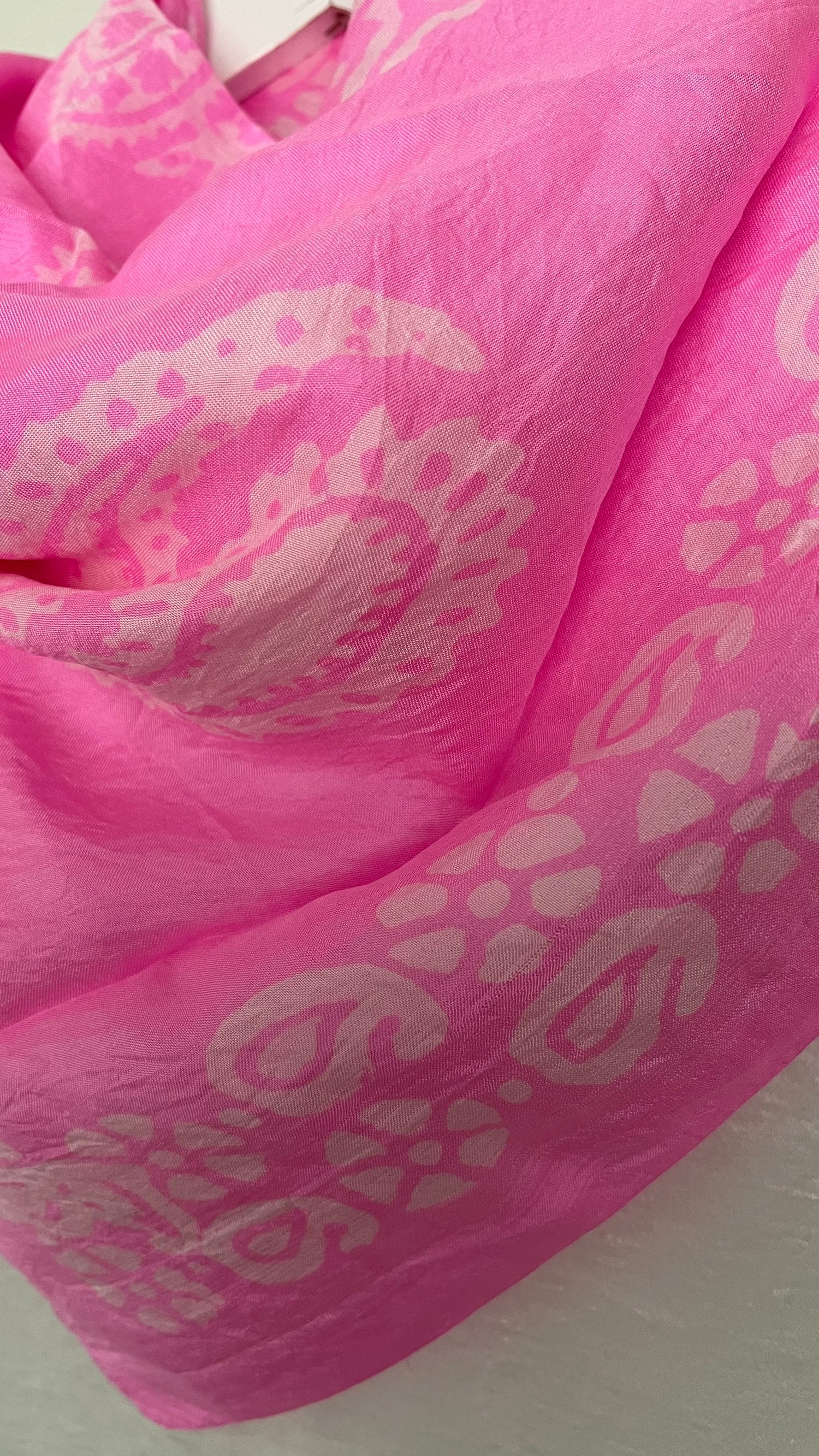 Pembe Saf Koza İpek Kelgayi Eşarp 120x120
