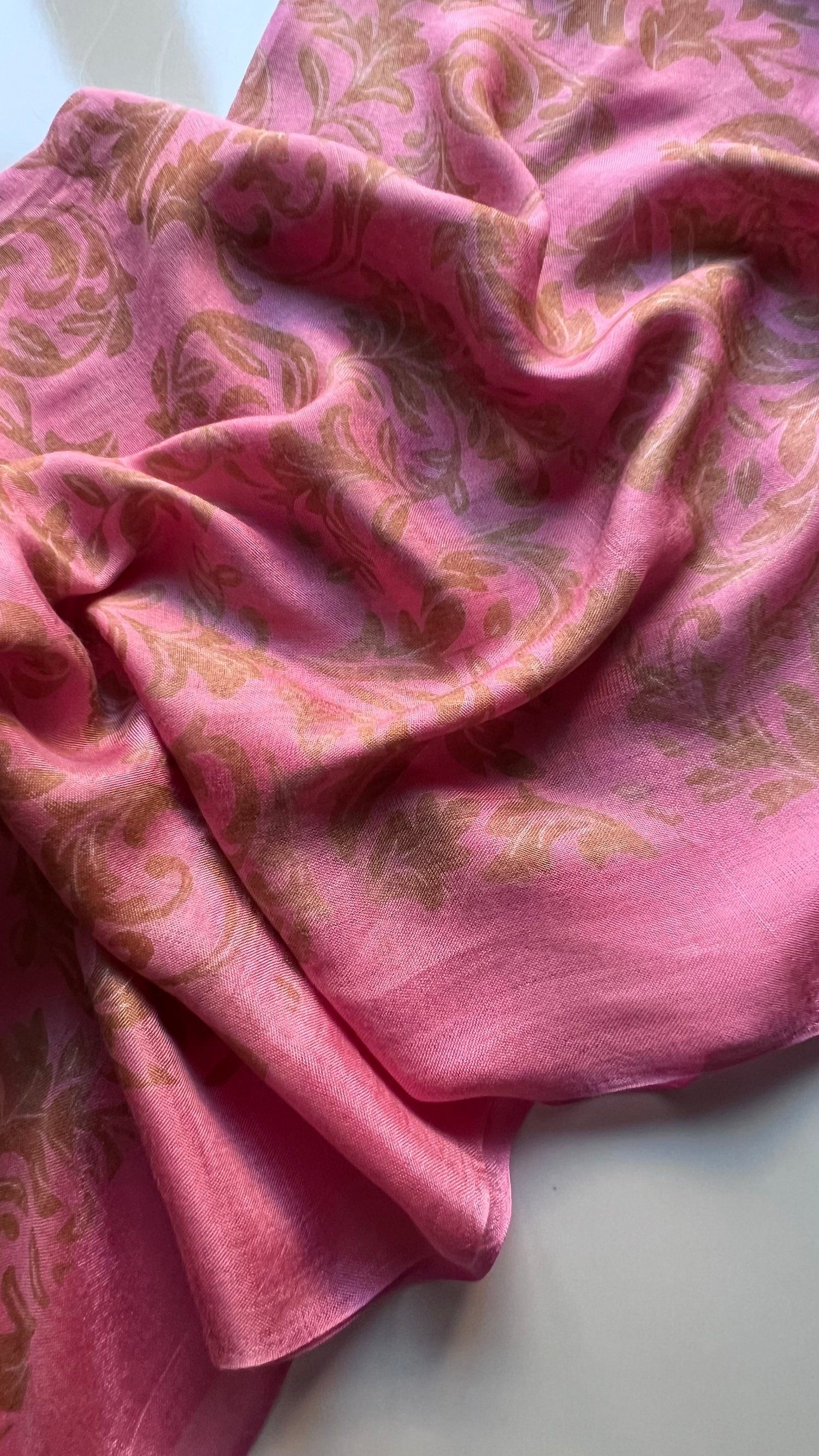 Pembe Yaprak Desen Kelagayi Şal 190x90