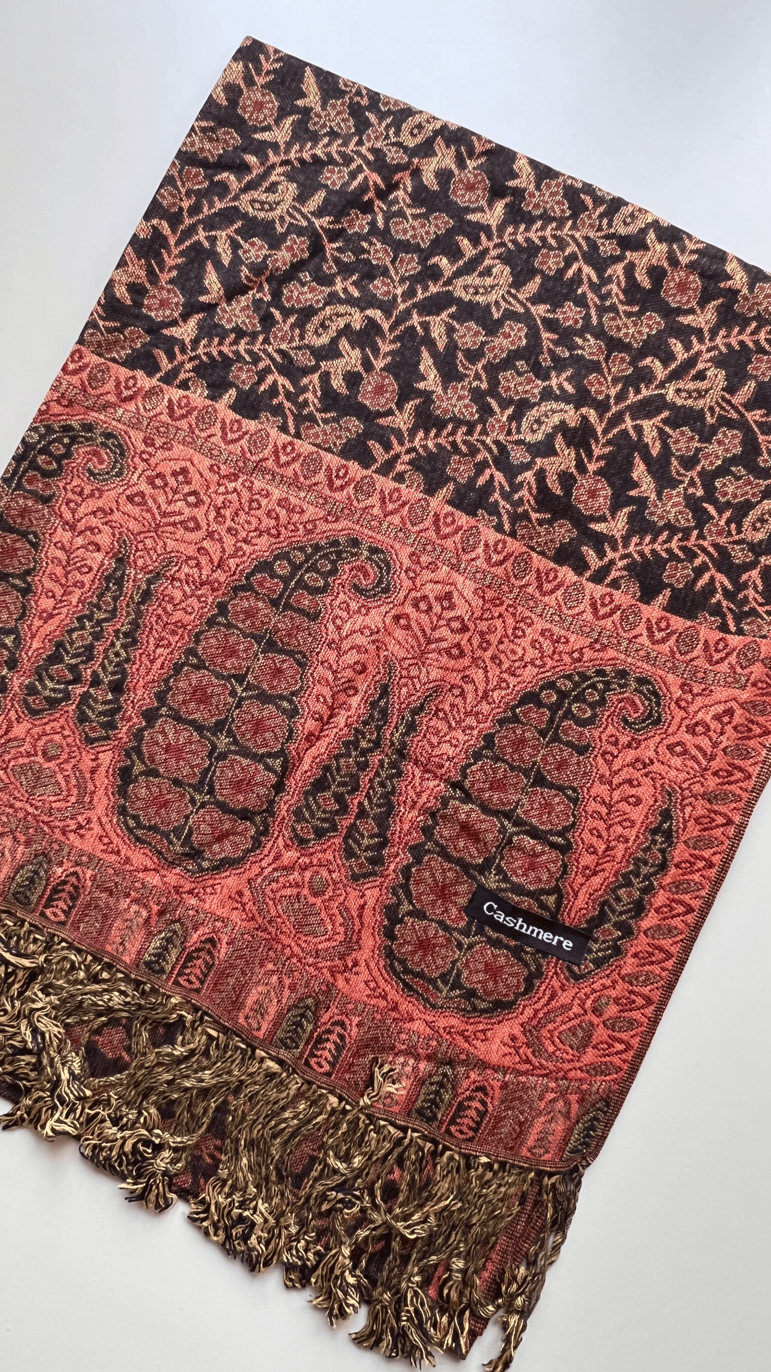 Siyah Bakır Kaşmir Şal 180x70