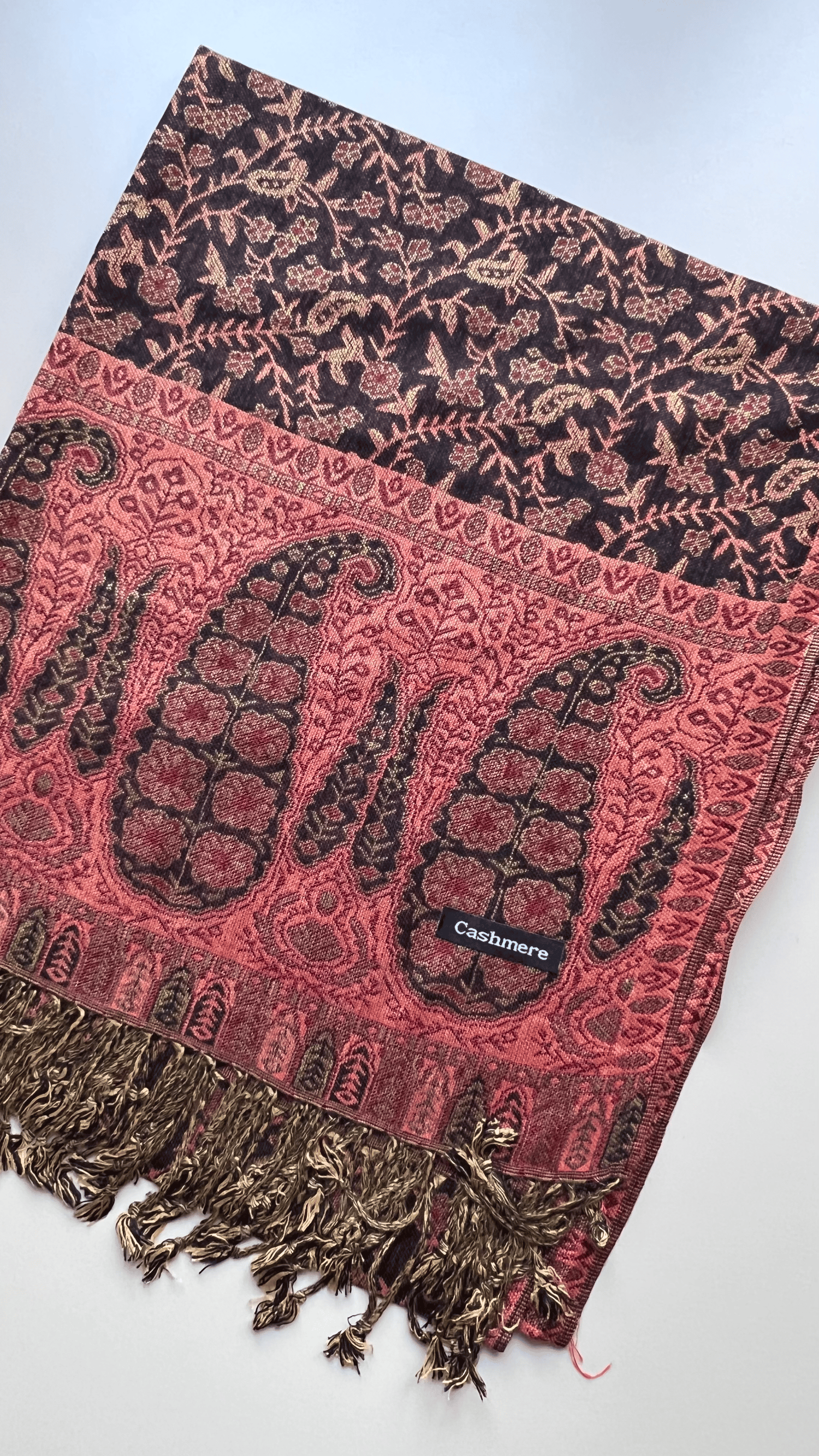 Siyah Bakır Kaşmir Şal 180x70