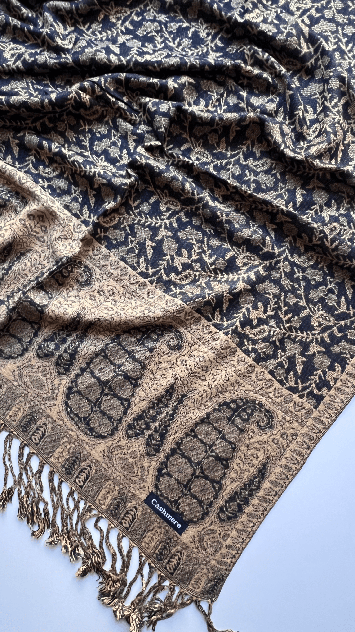 Siyah Gold Kaşmir Şal 180x70