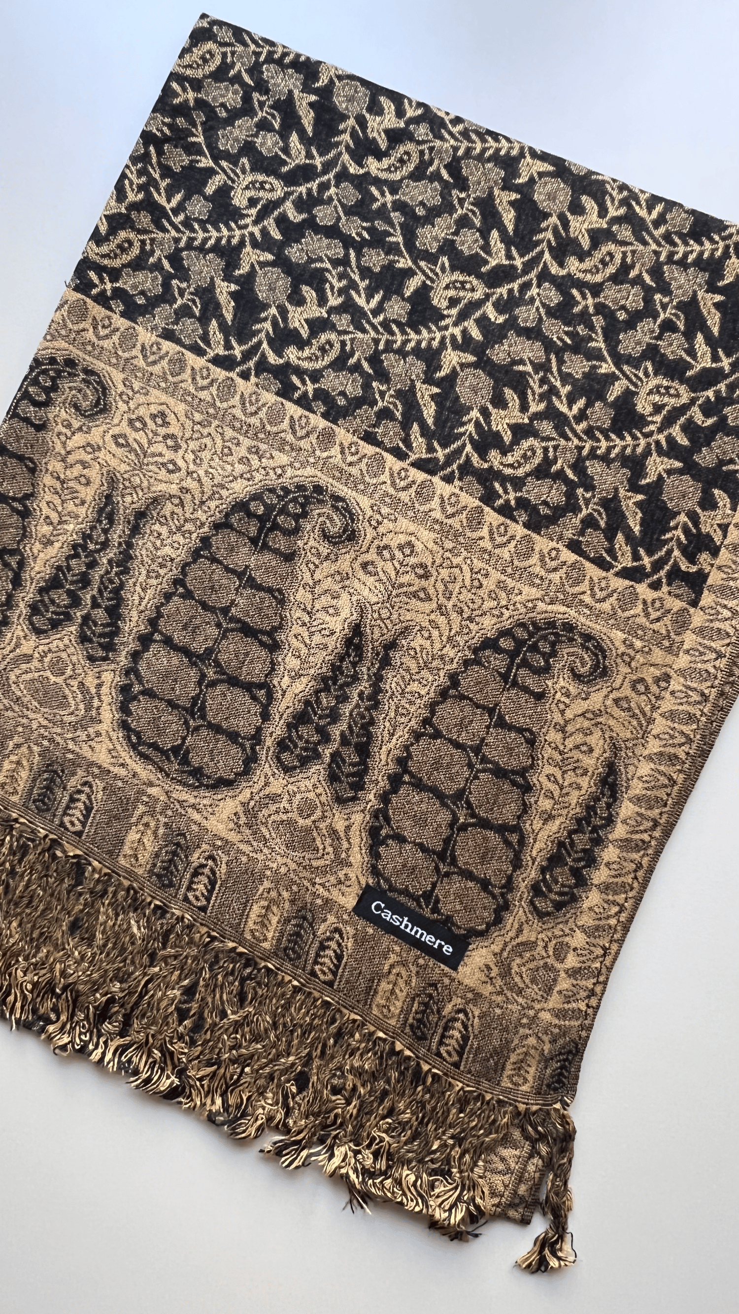 Siyah Gold Kaşmir Şal 180x70