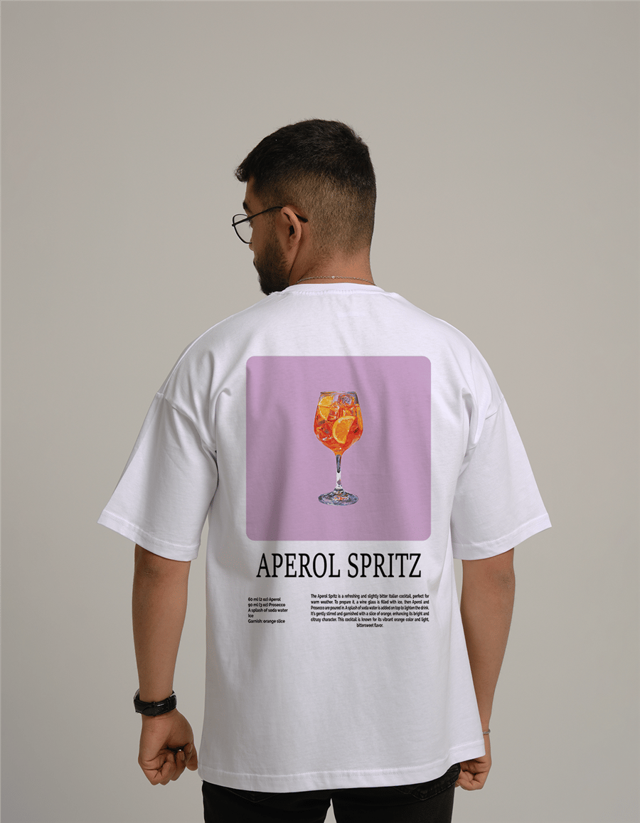 Aperol Spritz Kokteyl Baskılı Unisex Oversize T-Shirt