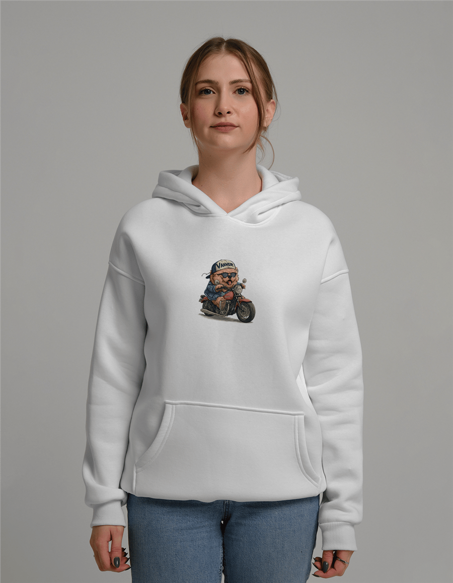 Çin Aslanı Baskılı Unisex Kapüşonlu Sweatshirt
