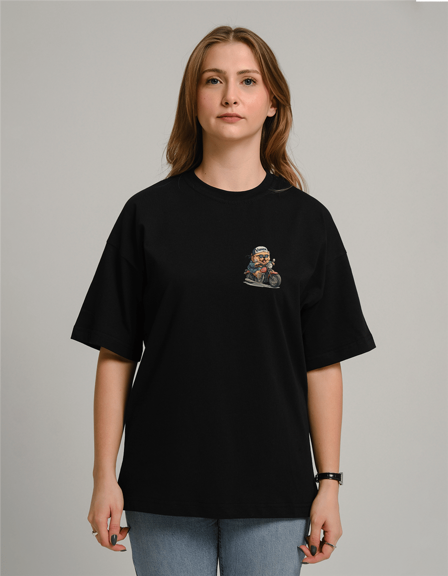 Çin Aslanı Baskılı Unisex Oversize T-Shirt