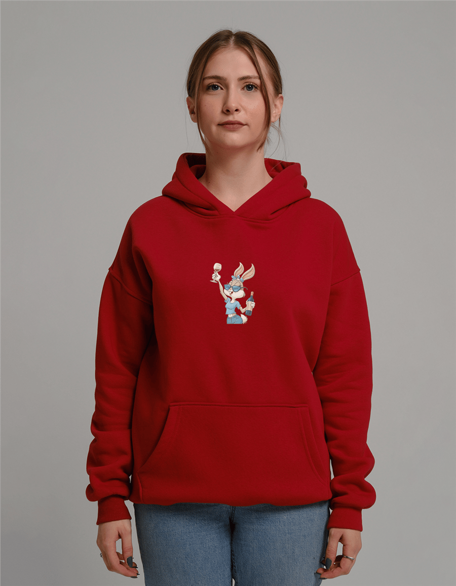 Cool Tavşan Baskılı Unisex Kapüşonlu Sweatshirt