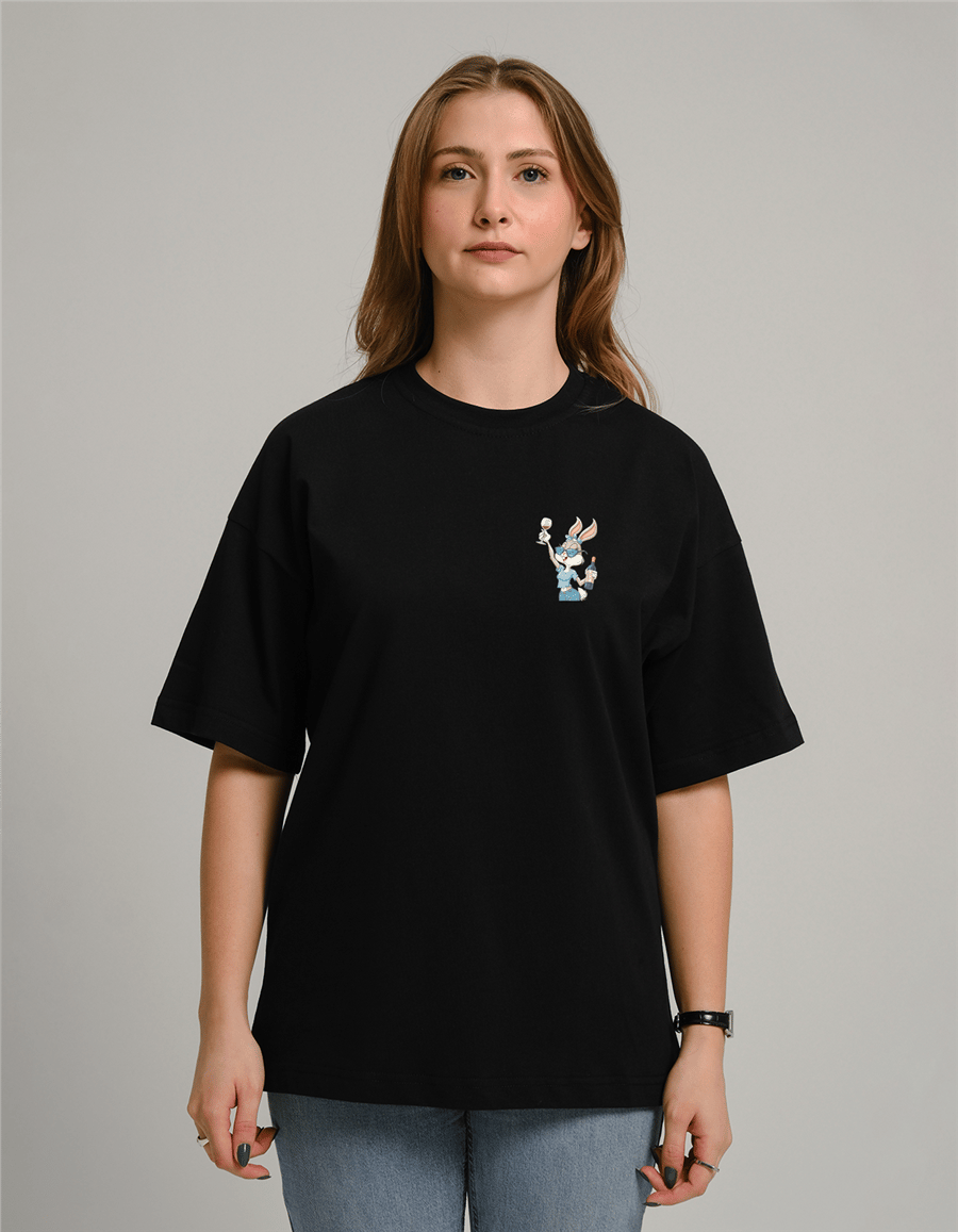 Cool Tavşan Baskılı Unisex Oversize T-Shirt