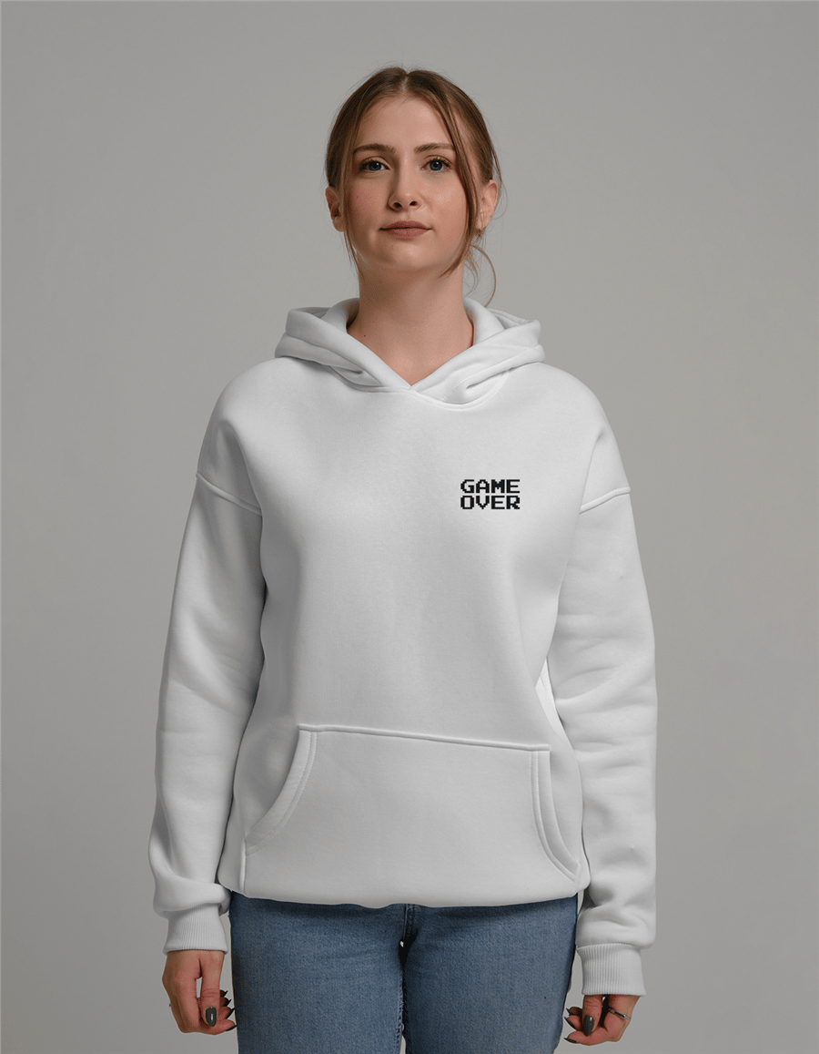Game Over Baskılı Unisex Kapüşonlu Sweatshirt