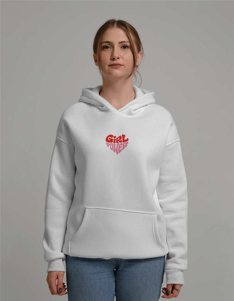 Girl Power Baskılı Unisex Kapüşonlu Sweatshirt
