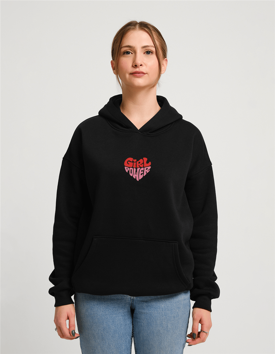 Girl Power Baskılı Unisex Kapüşonlu Sweatshirt