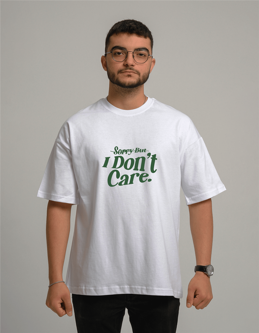 I Don't Care Baskılı Unisex Oversize T-Shirt