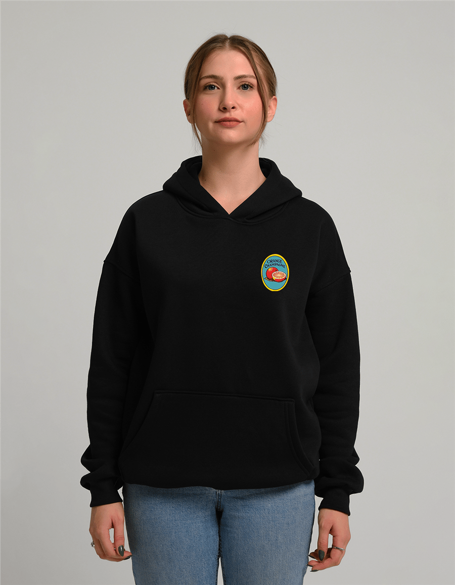 Orange Champagne Baskılı Unisex Kapüşonlu Sweatshirt