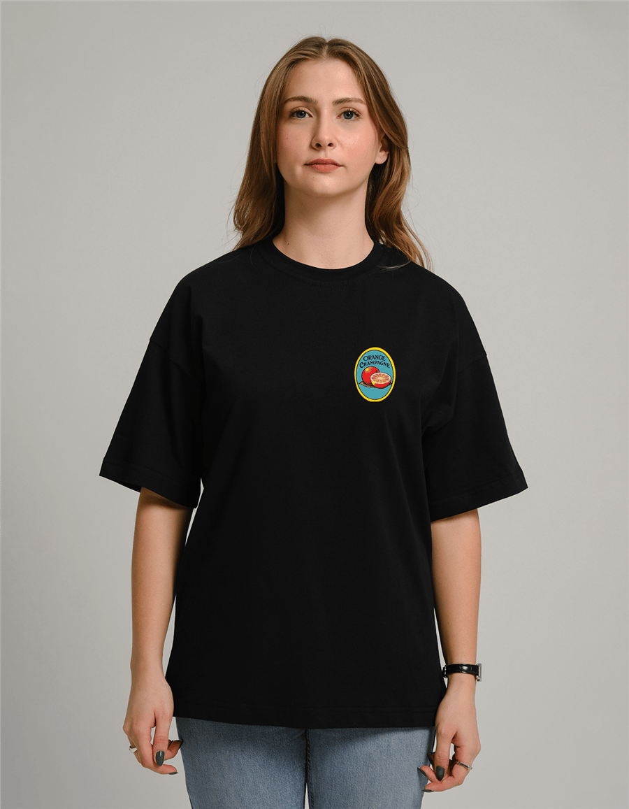 Orange Champagne Baskılı Unisex Oversize T-Shirt