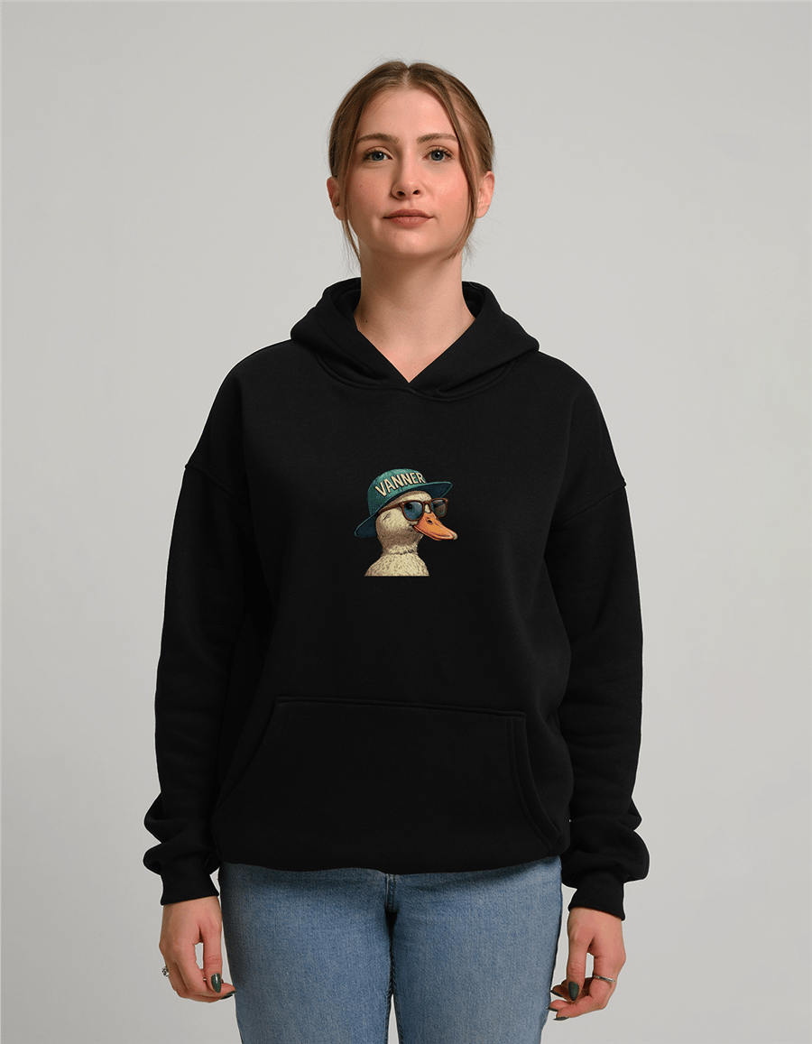 Ördek Baskılı Unisex Kapüşonlu Sweatshirt