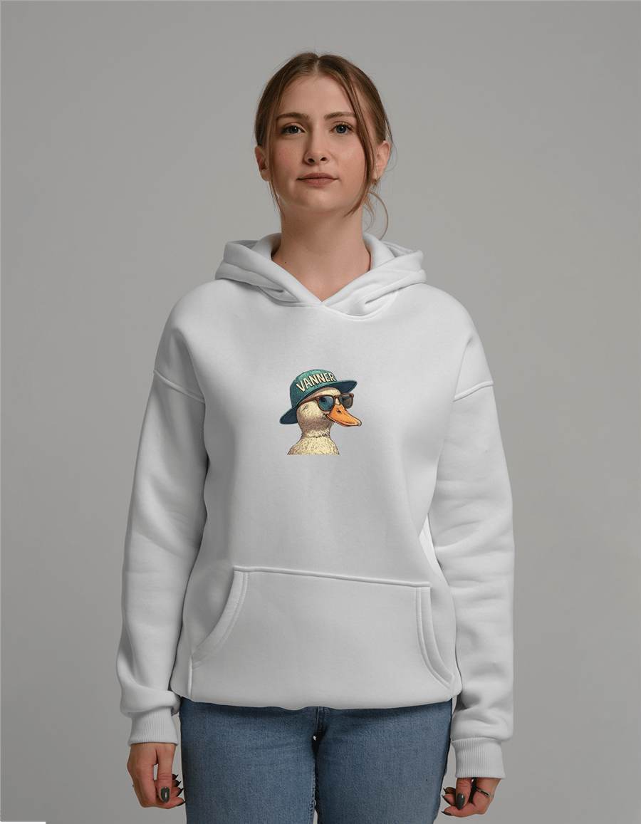 Ördek Baskılı Unisex Kapüşonlu Sweatshirt