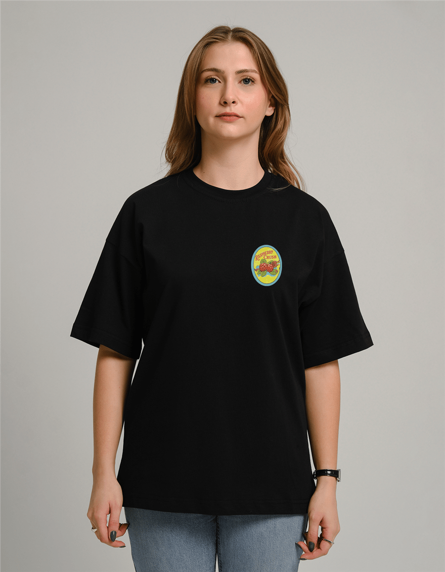 Raspberry Crush Baskılı Unisex Oversize T-Shirt