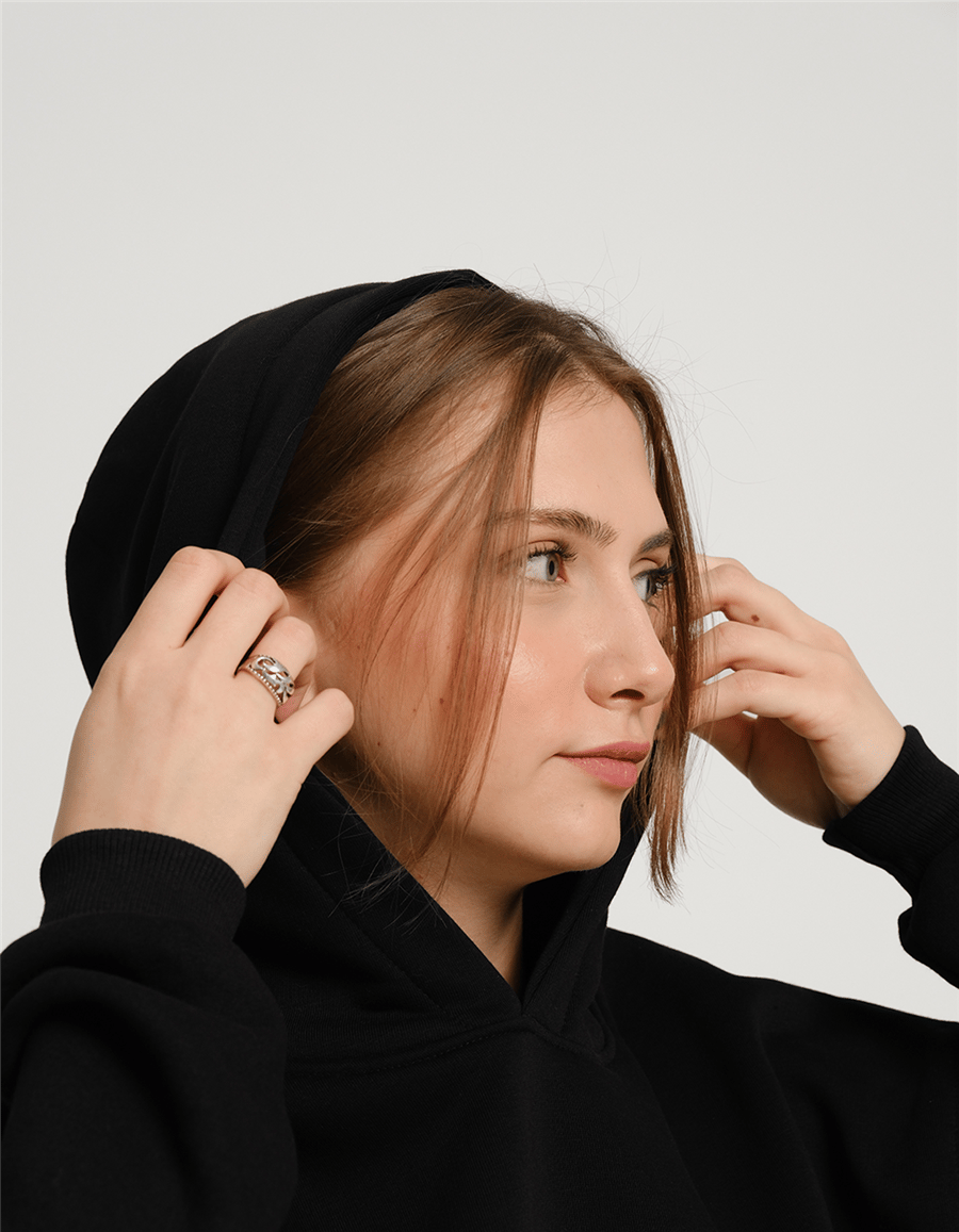 Yonca Baskılı Unisex Kapüşonlu Sweatshirt