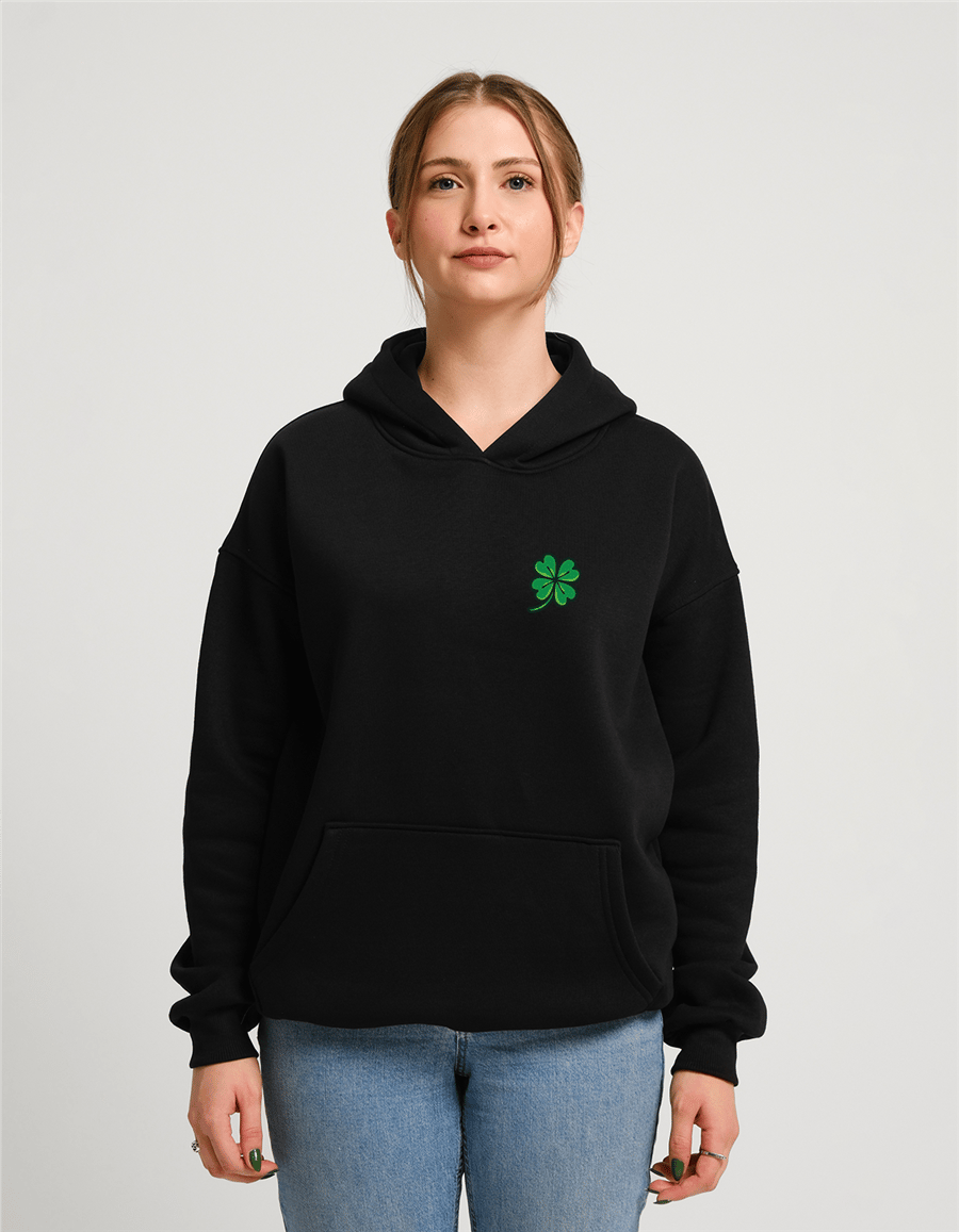 Yonca Baskılı Unisex Kapüşonlu Sweatshirt