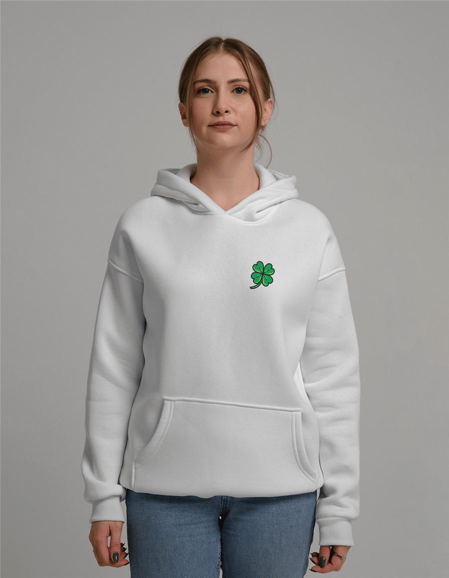 Yonca Baskılı Unisex Kapüşonlu Sweatshirt