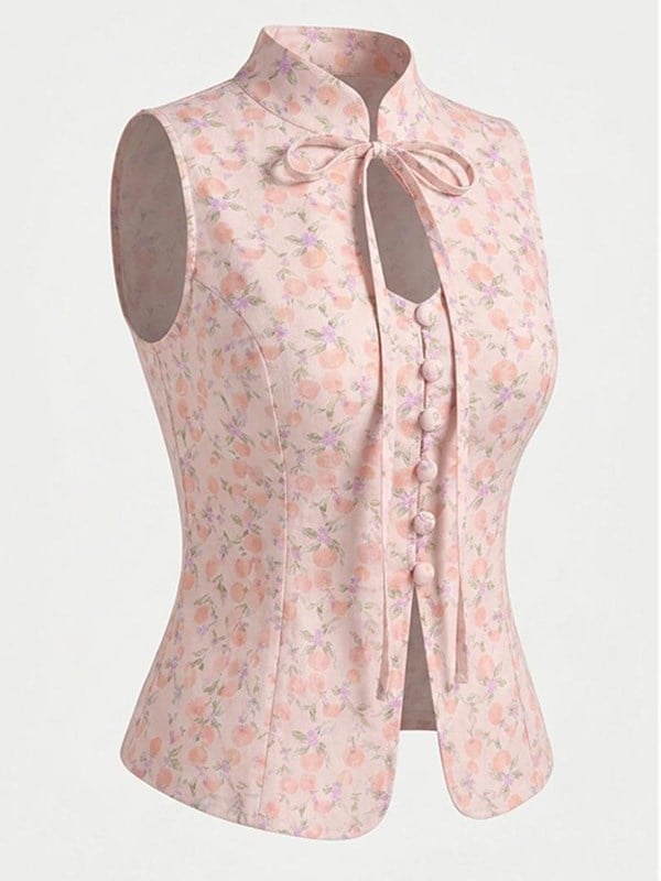 Kadın Önden Düğmeli Desenli %100 Pamuk Bluz - Candy Bluz