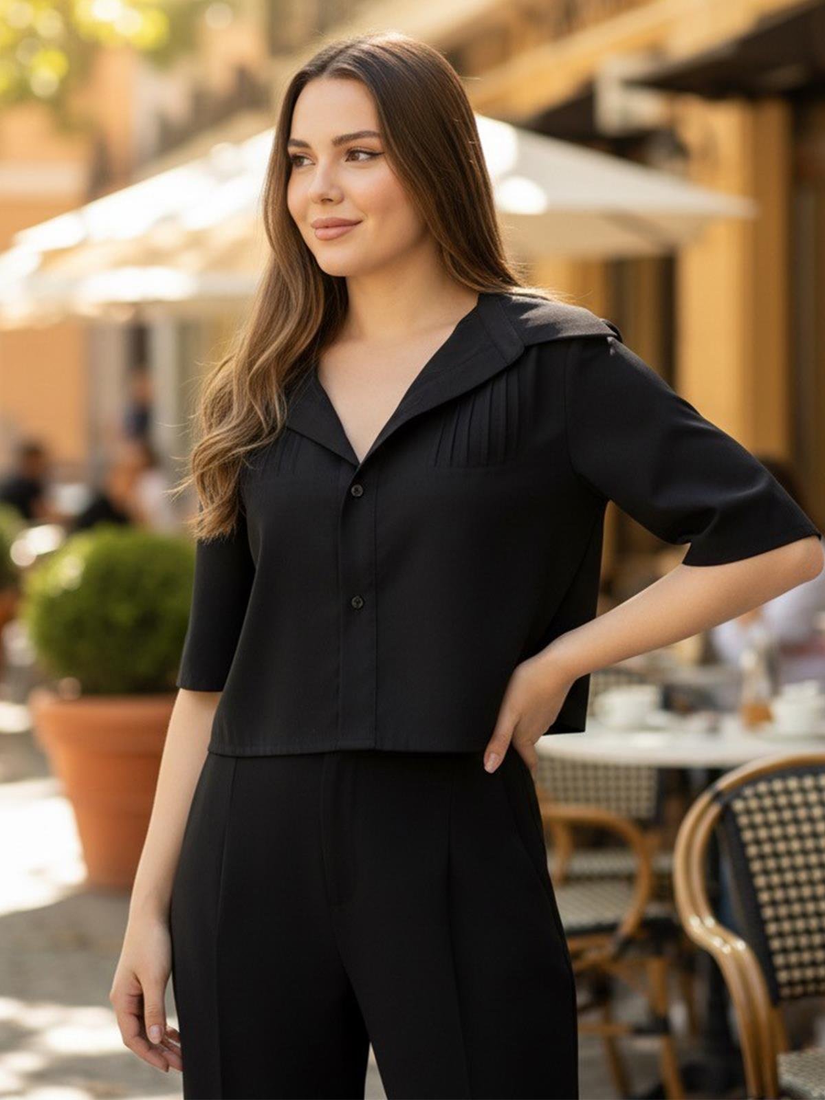SİYAH PERLA GÖMLEK