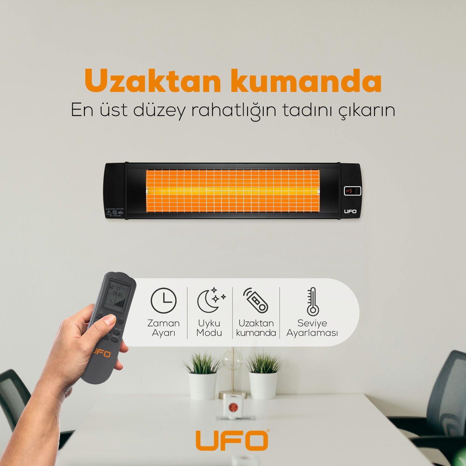 UFO Black Line 2000 W Uzaktan Kumandalı - Dikey ve Yatay Isıtıcı