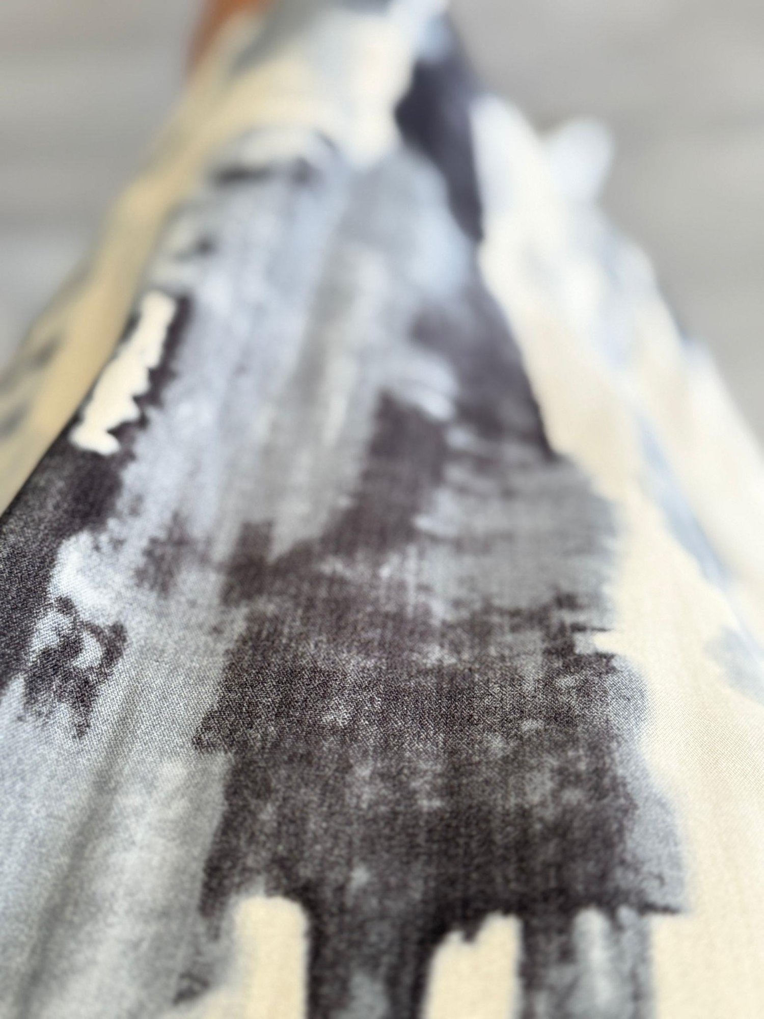Batik Gri Desenli A Form Dokuma Elbise