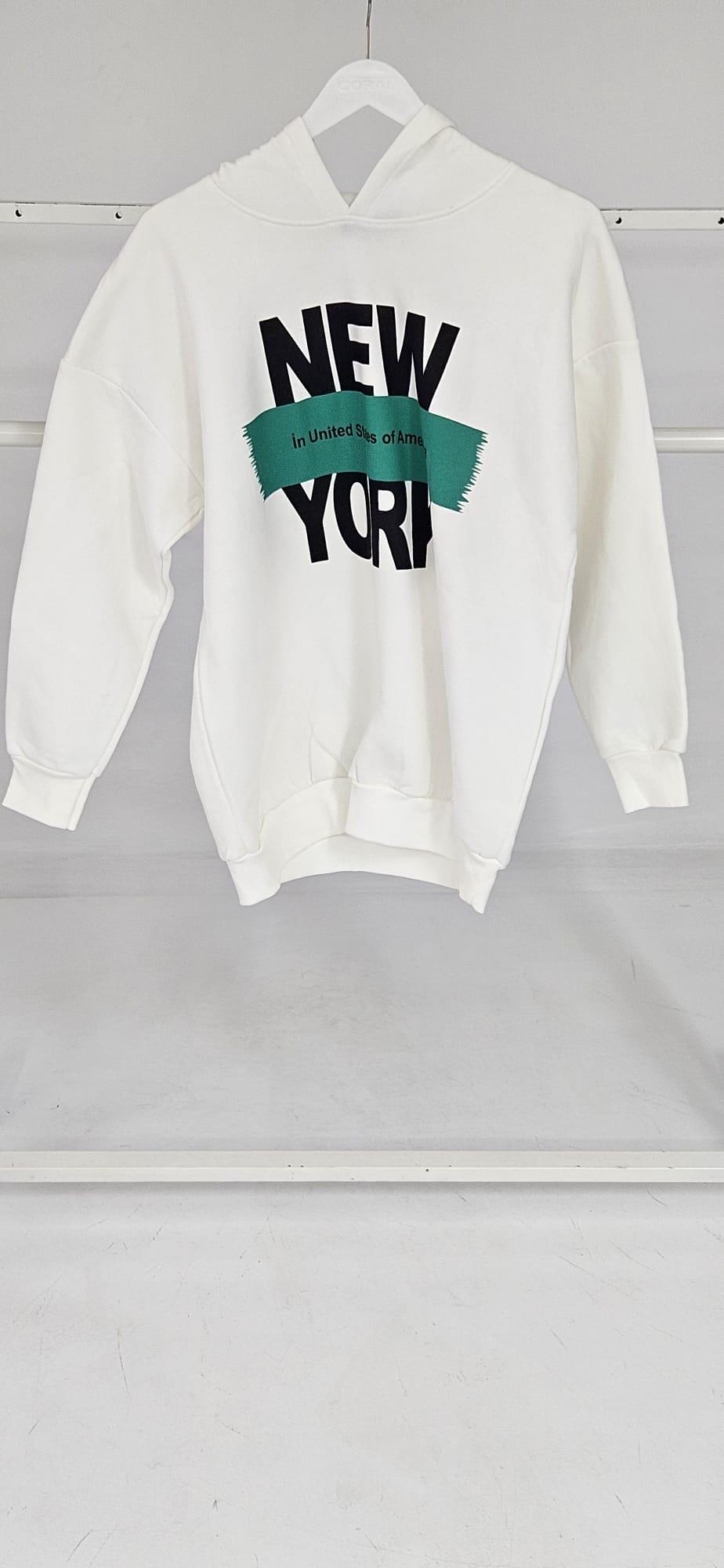 Beyaz Sweat Yeşil Yazılı 