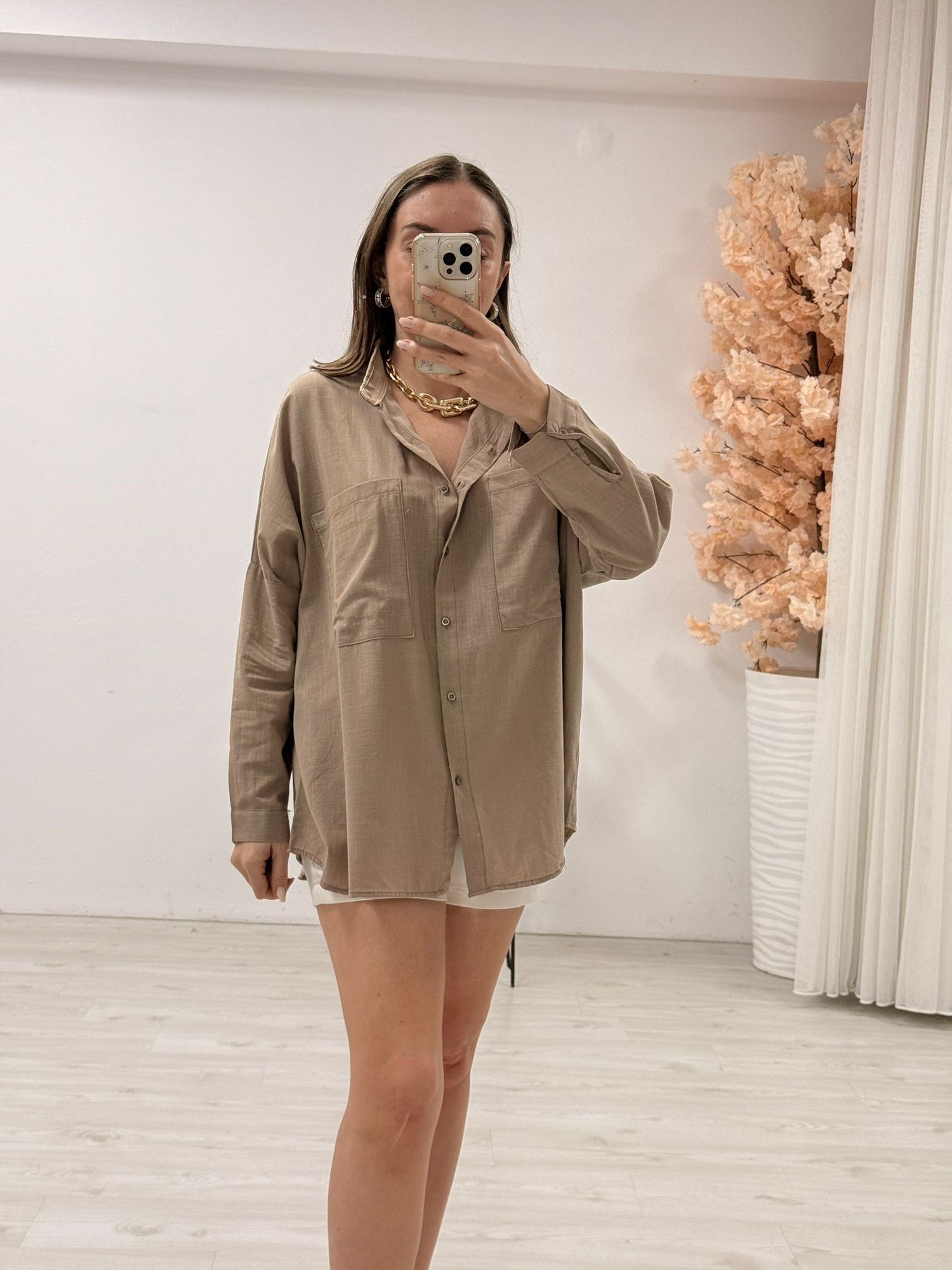 Çift Cepli Oversize Gömlek