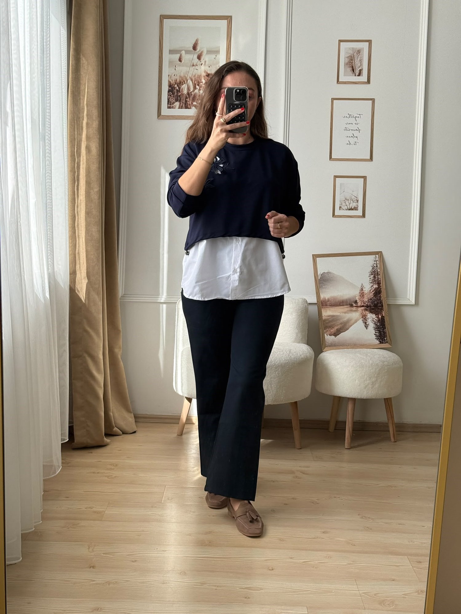 Çift parça görünüm Lacivert sweatshirt