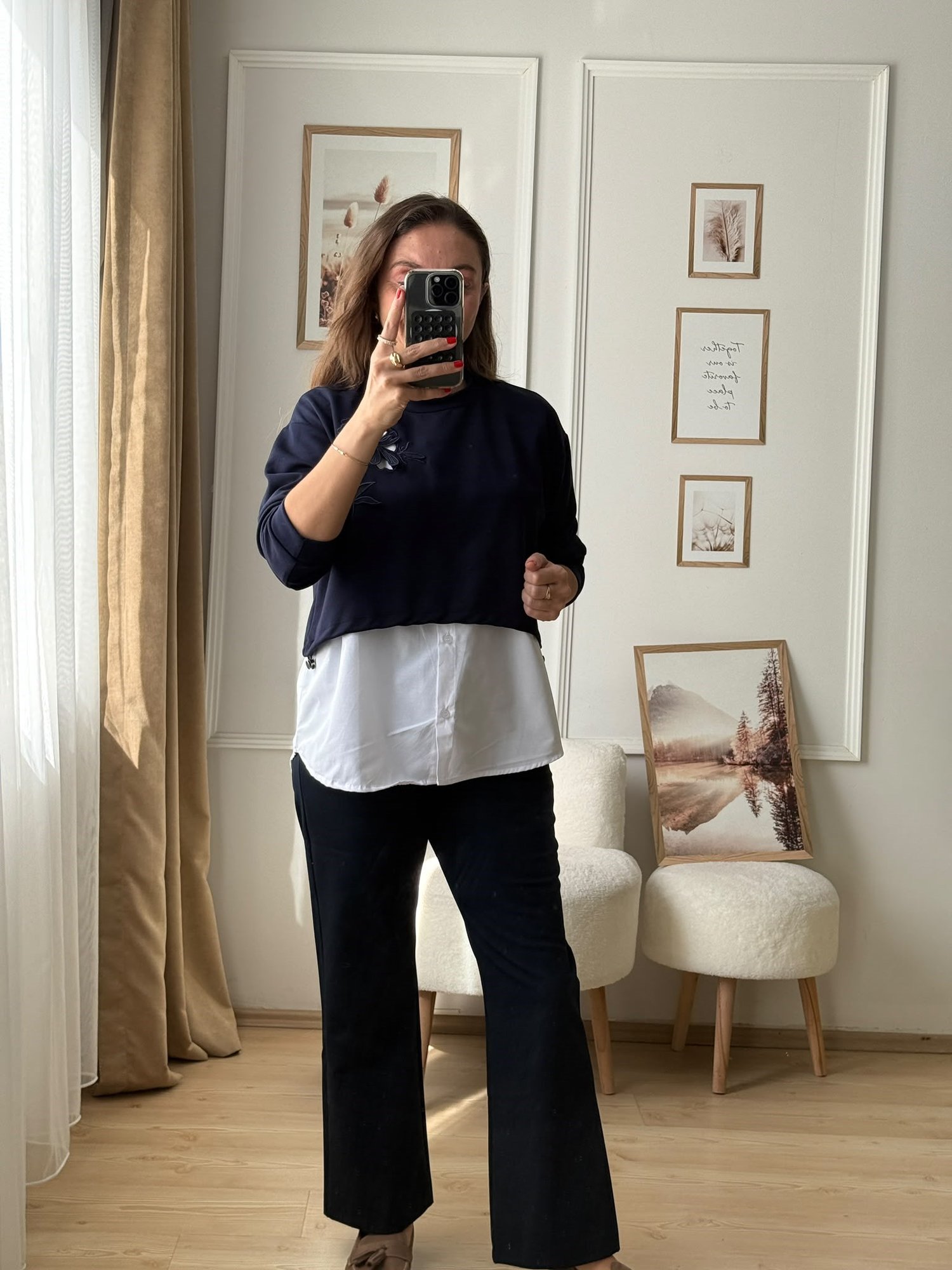 Çift parça görünüm Lacivert sweatshirt