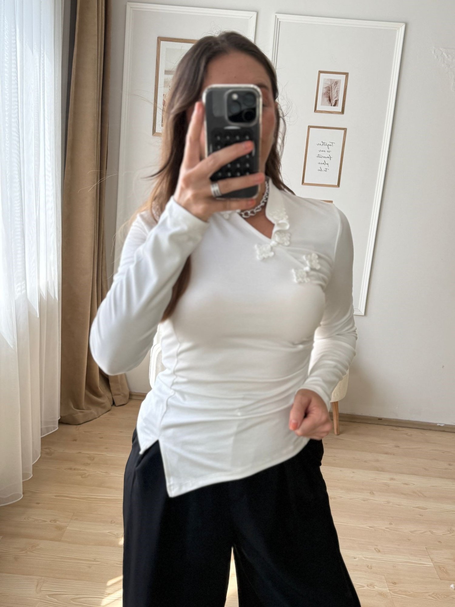 Çin Kapama Detaylı Örme Bluz