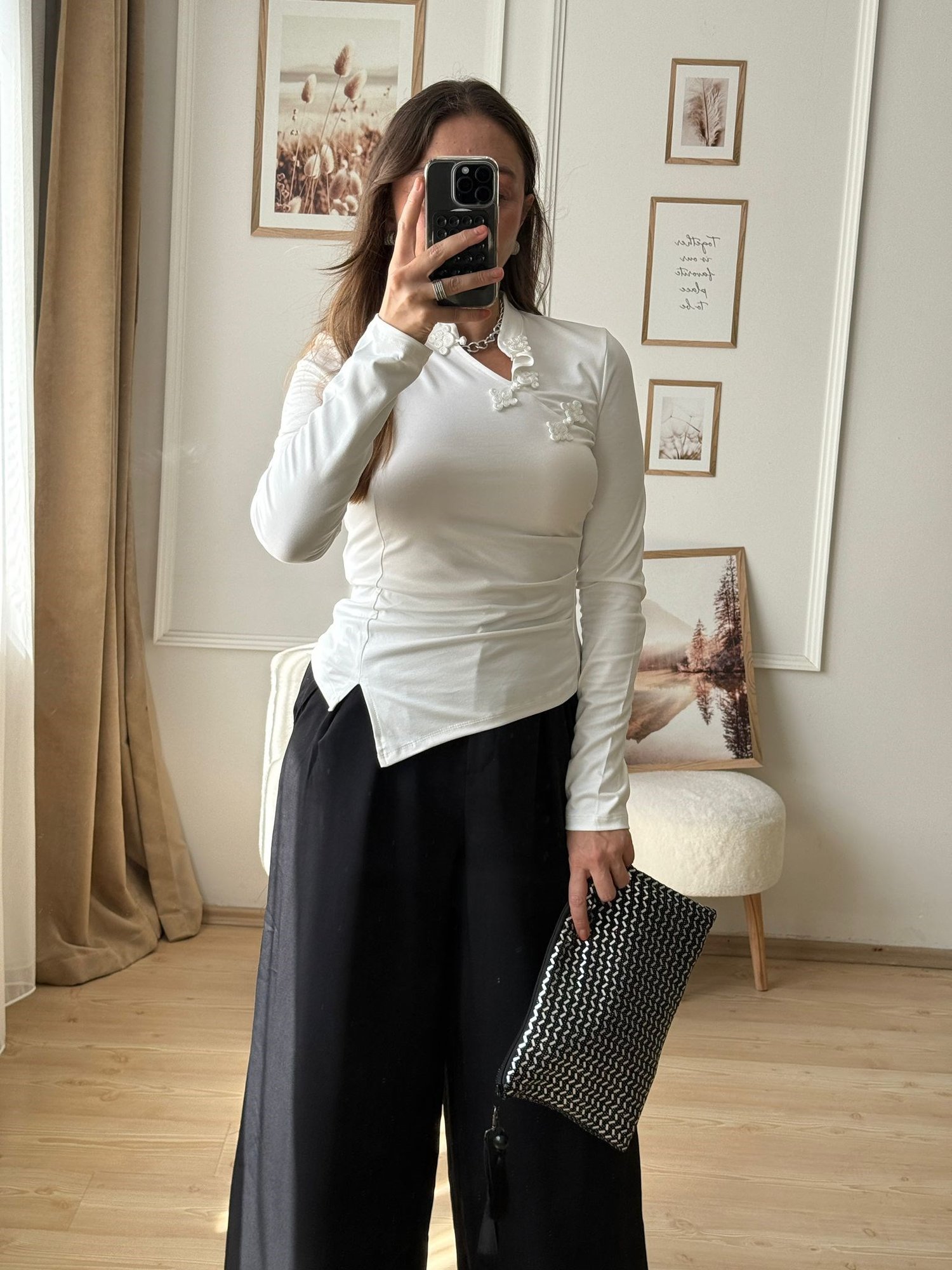 Çin Kapama Detaylı Örme Bluz