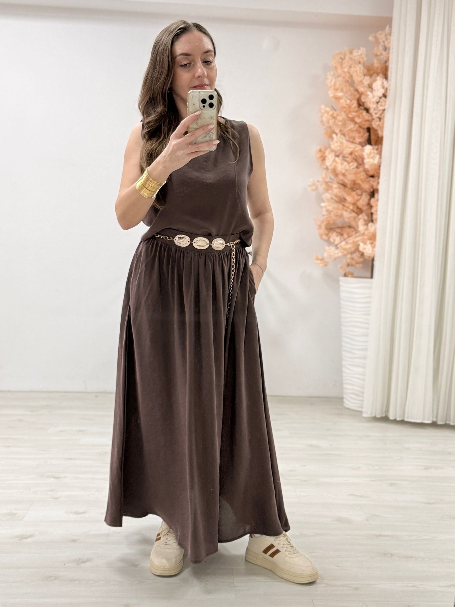 İthal Modal Kumaş Etek Crop Takım