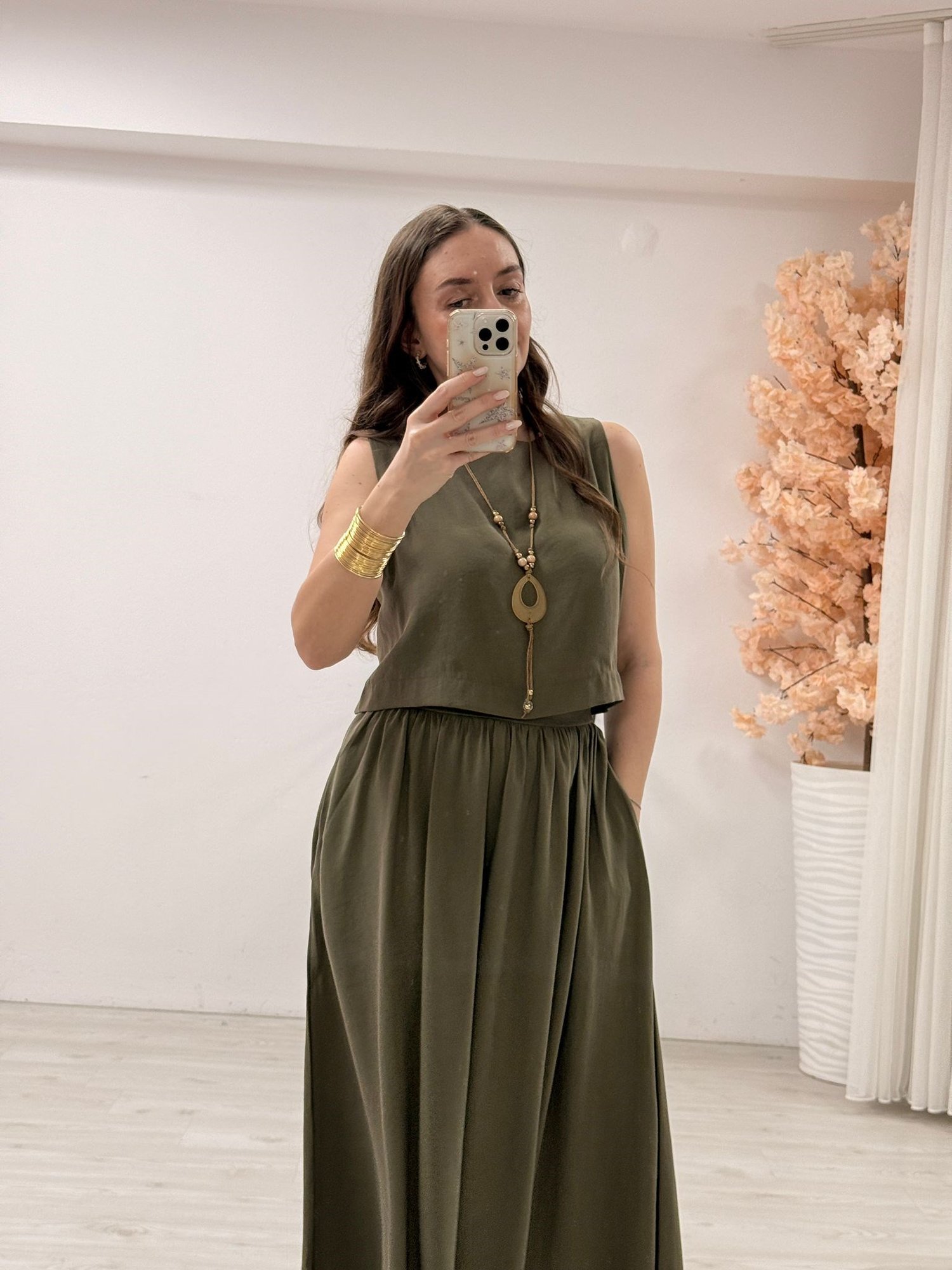 İthal Modal Kumaş Etek Crop Takım