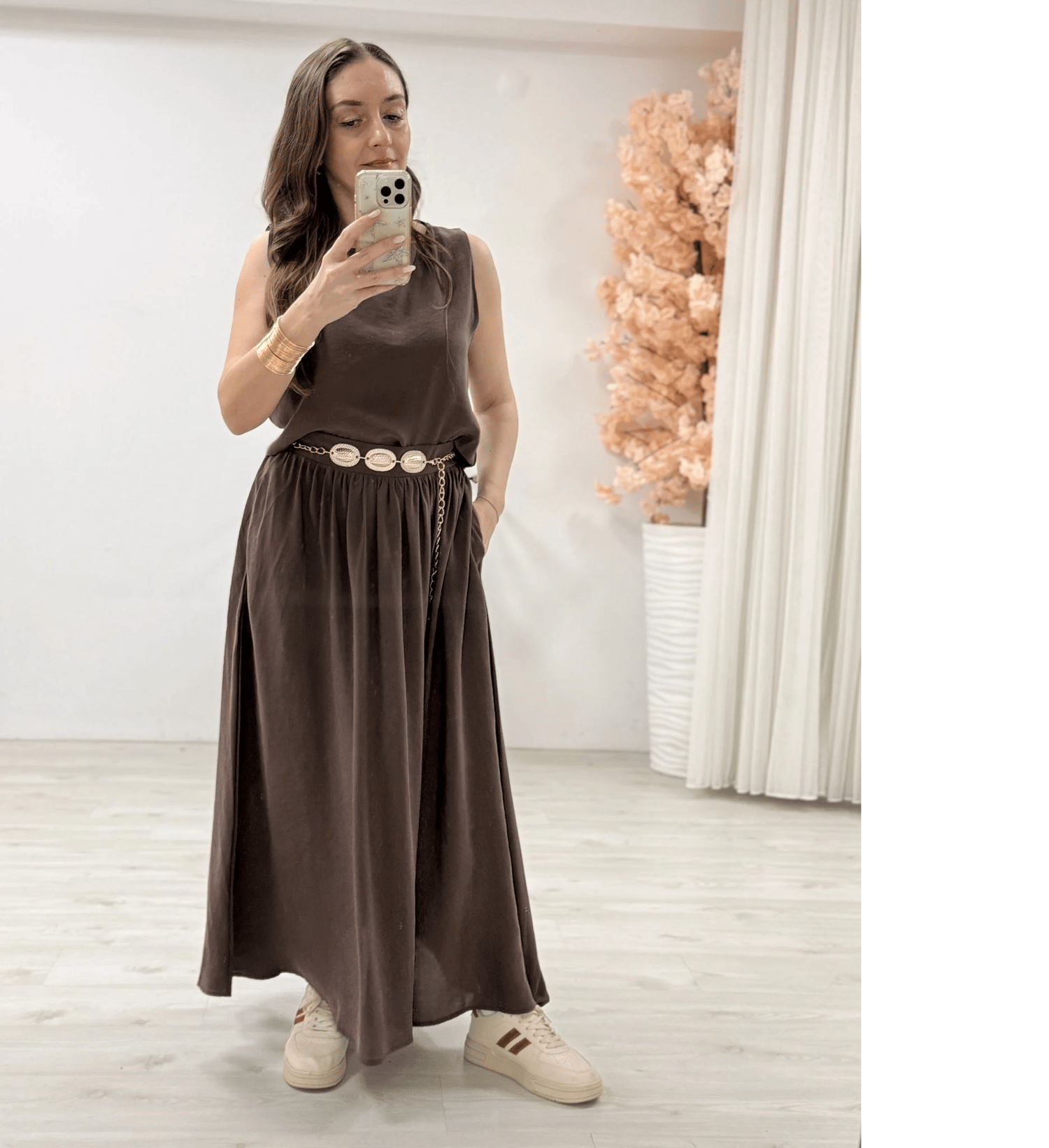 İthal Modal Kumaş Etek Crop Takım Mürdüm