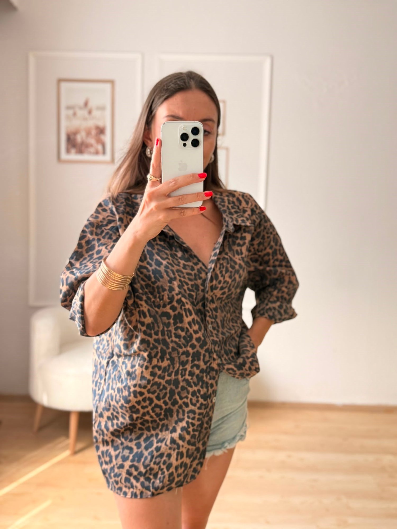 Leopar Desen Gömlek