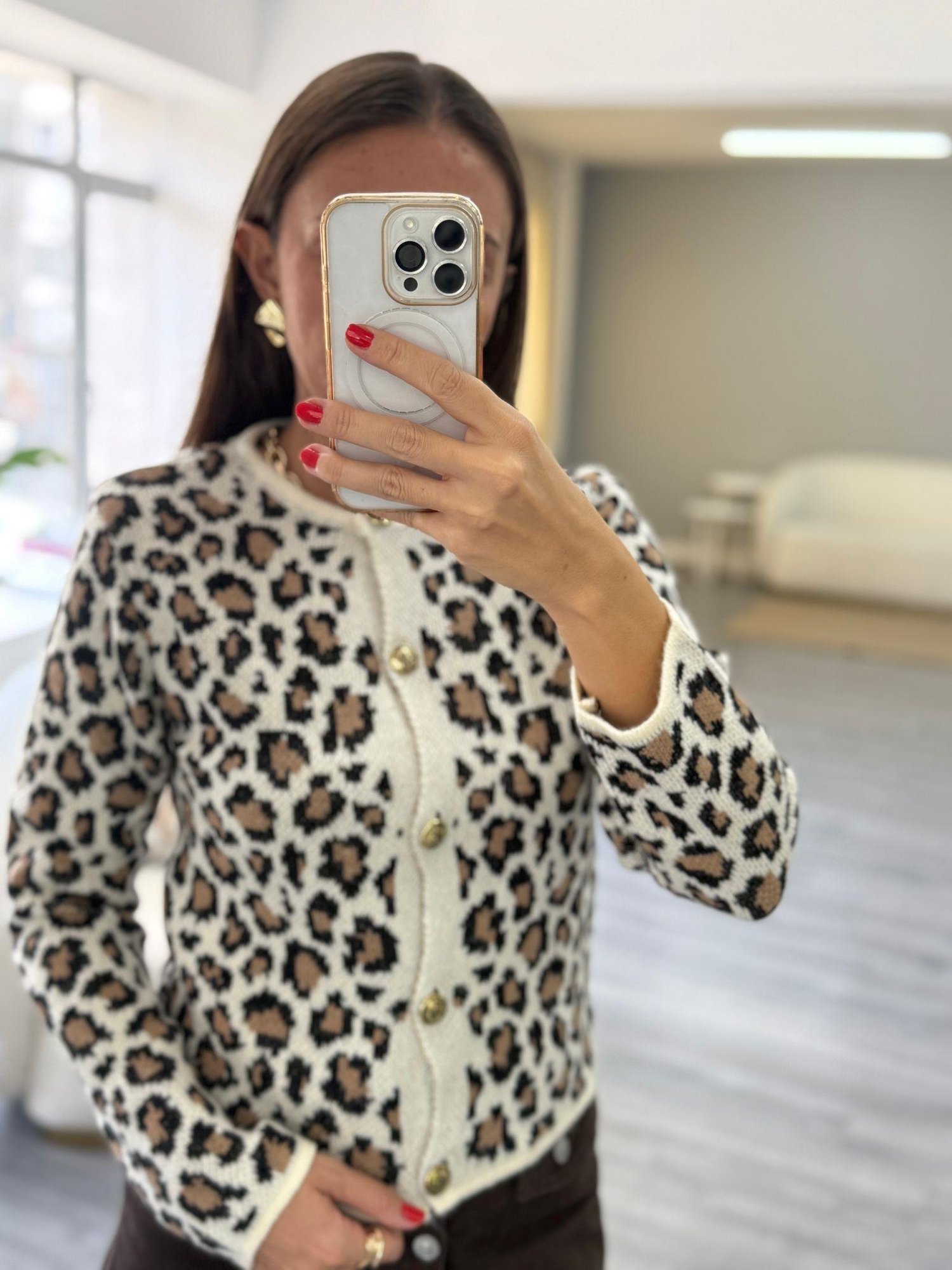 Leopar Desen Hırka
