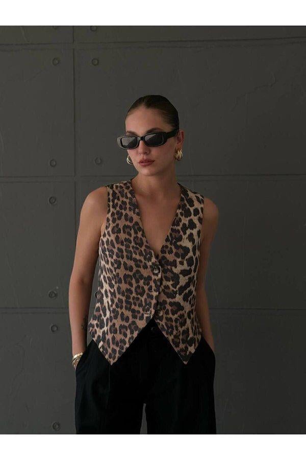 Leopar Desen Keten Yelek