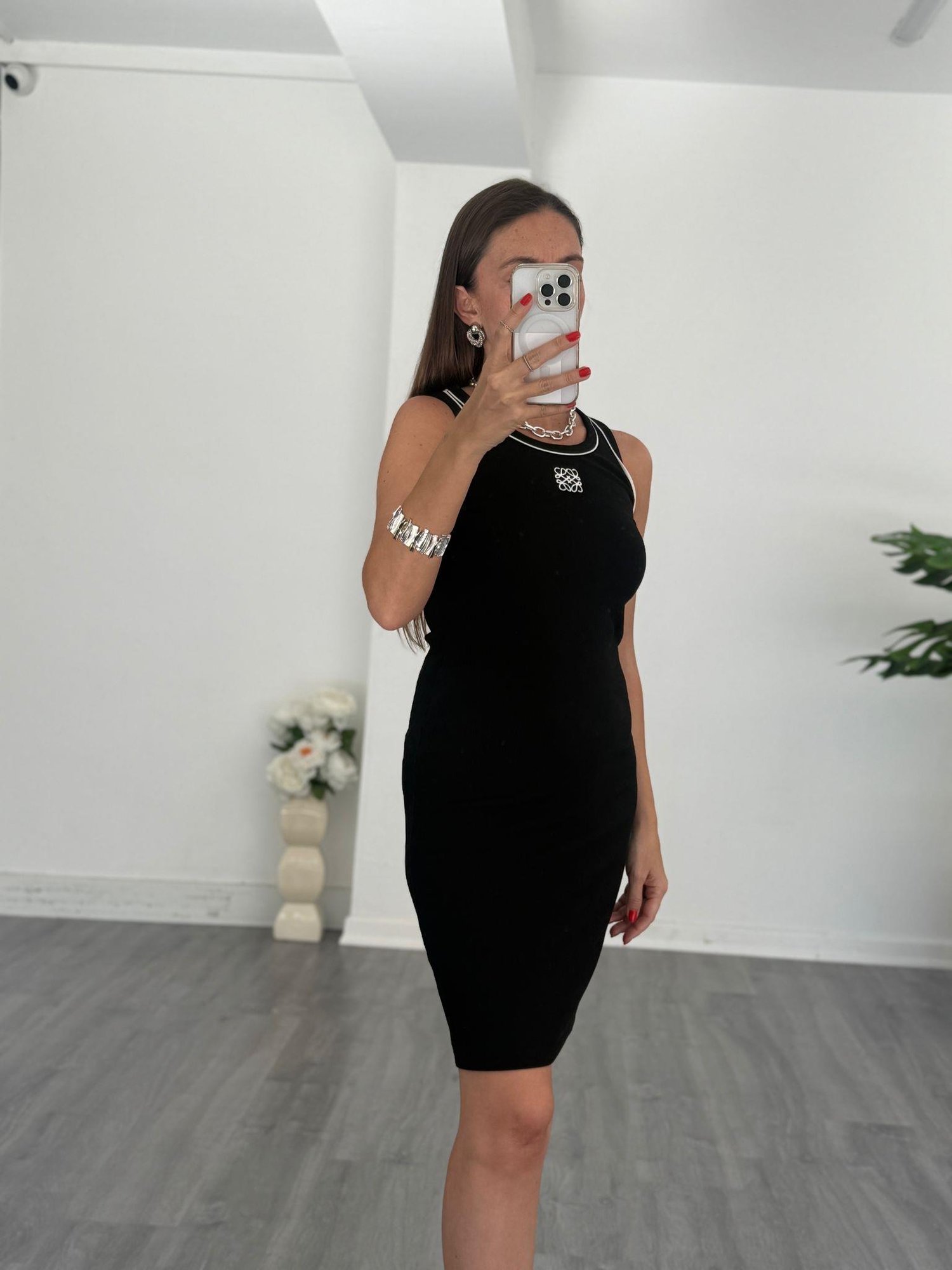 Loewe Nakışlı Mini Elbise