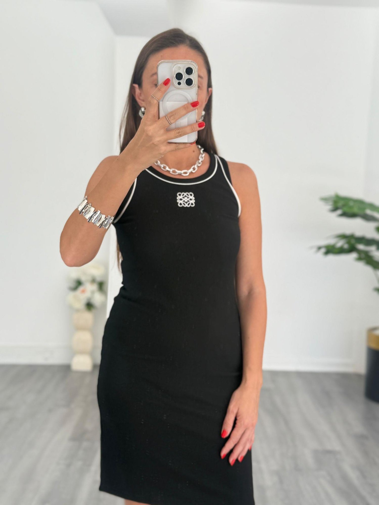 Loewe Nakışlı Mini Elbise