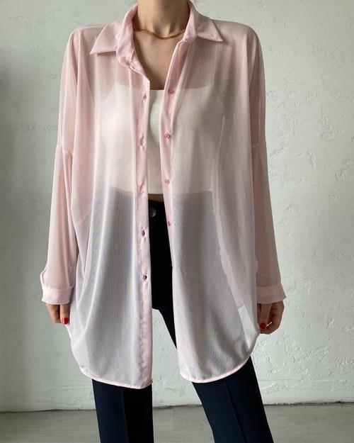 Oversize Tül Gömlek