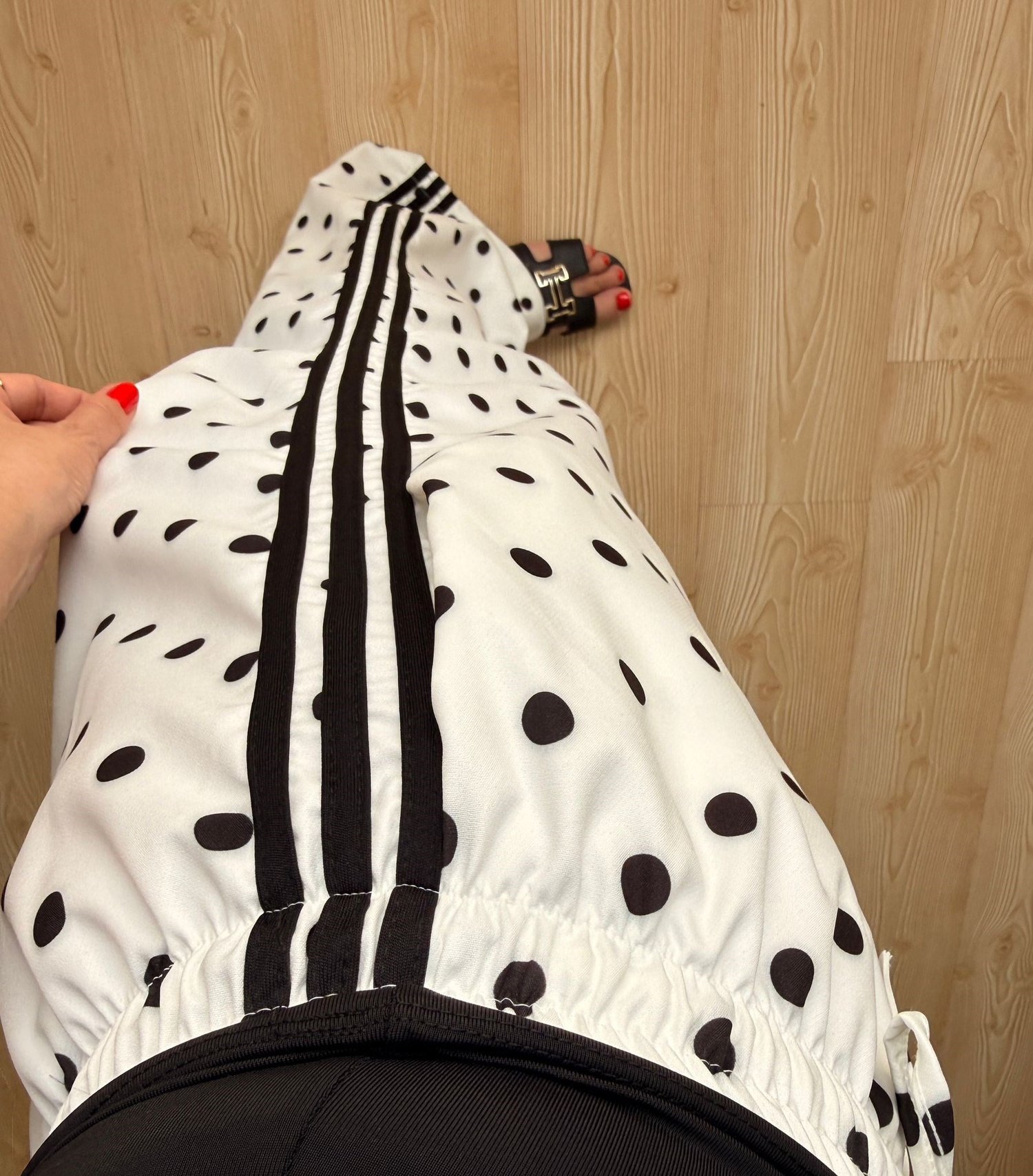 Puantiyeli Pantalon -Beyaz
