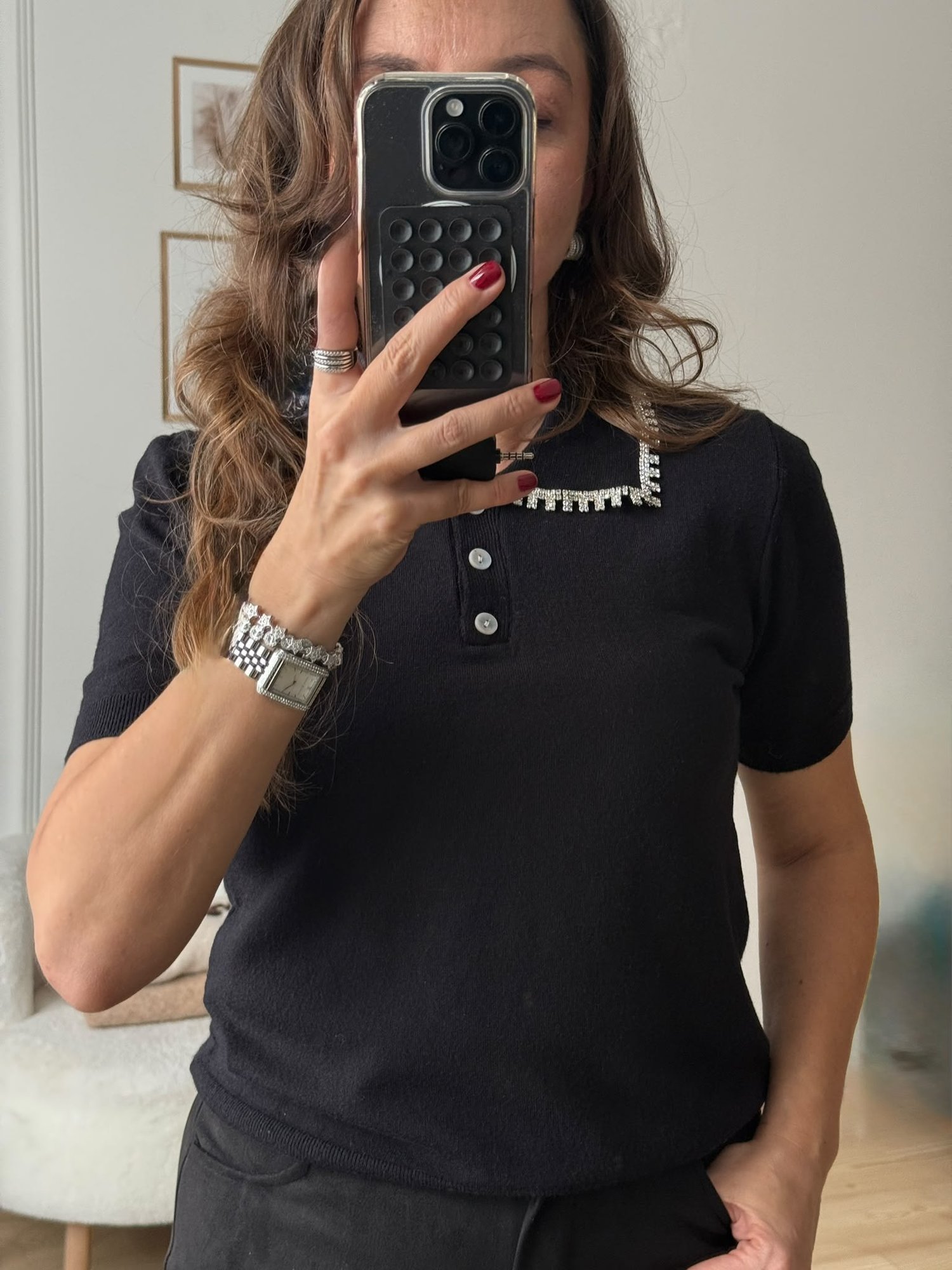 Taşlı Yaka Bluz