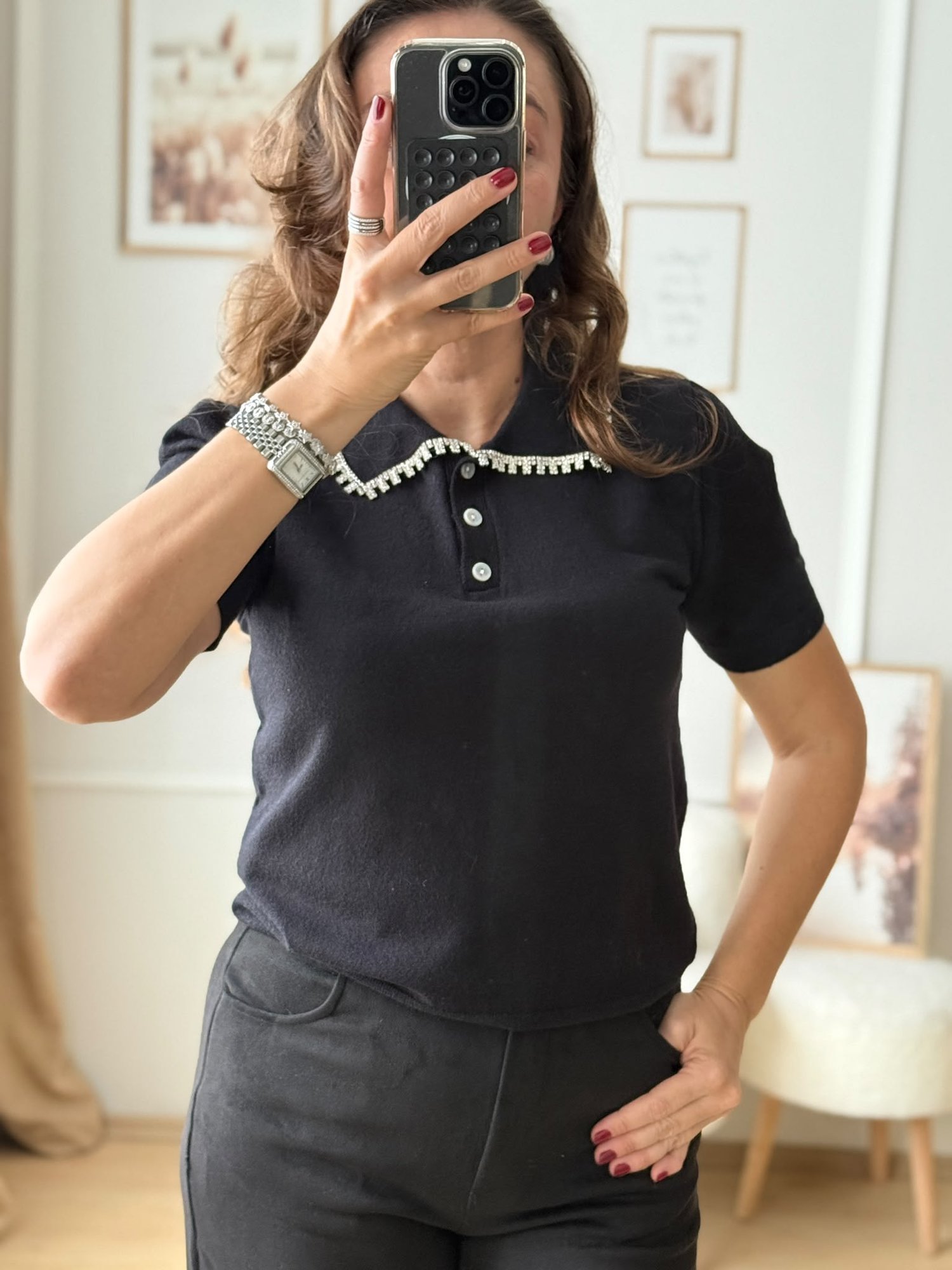 Taşlı Yaka Bluz