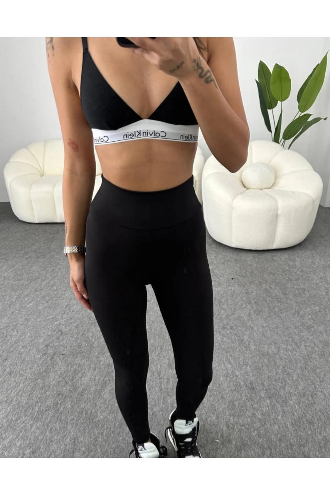Toparlayıcı Yüksek Bel Likralı Spor Tayt