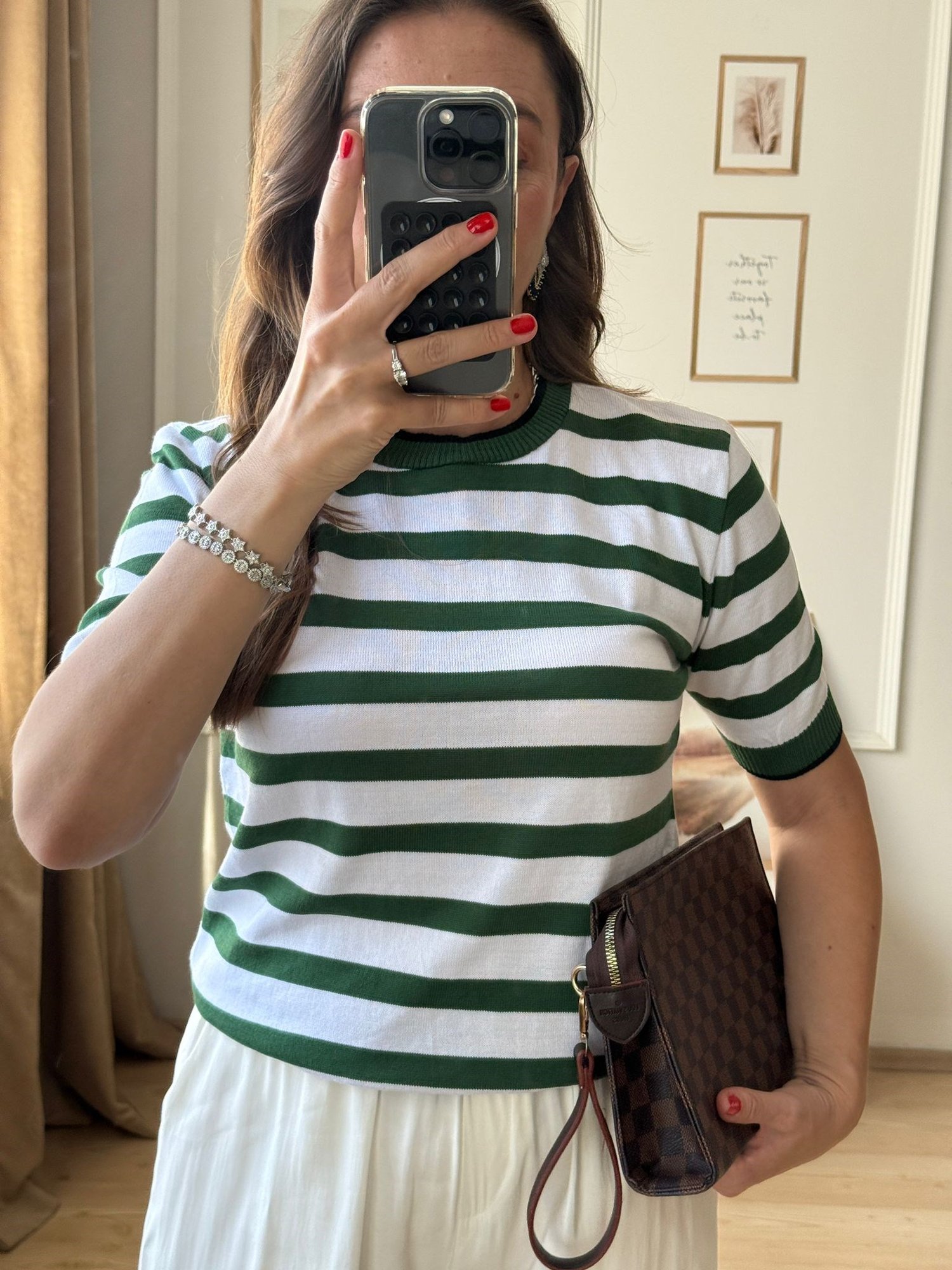 Yeşil Çizgili Triko Bluz