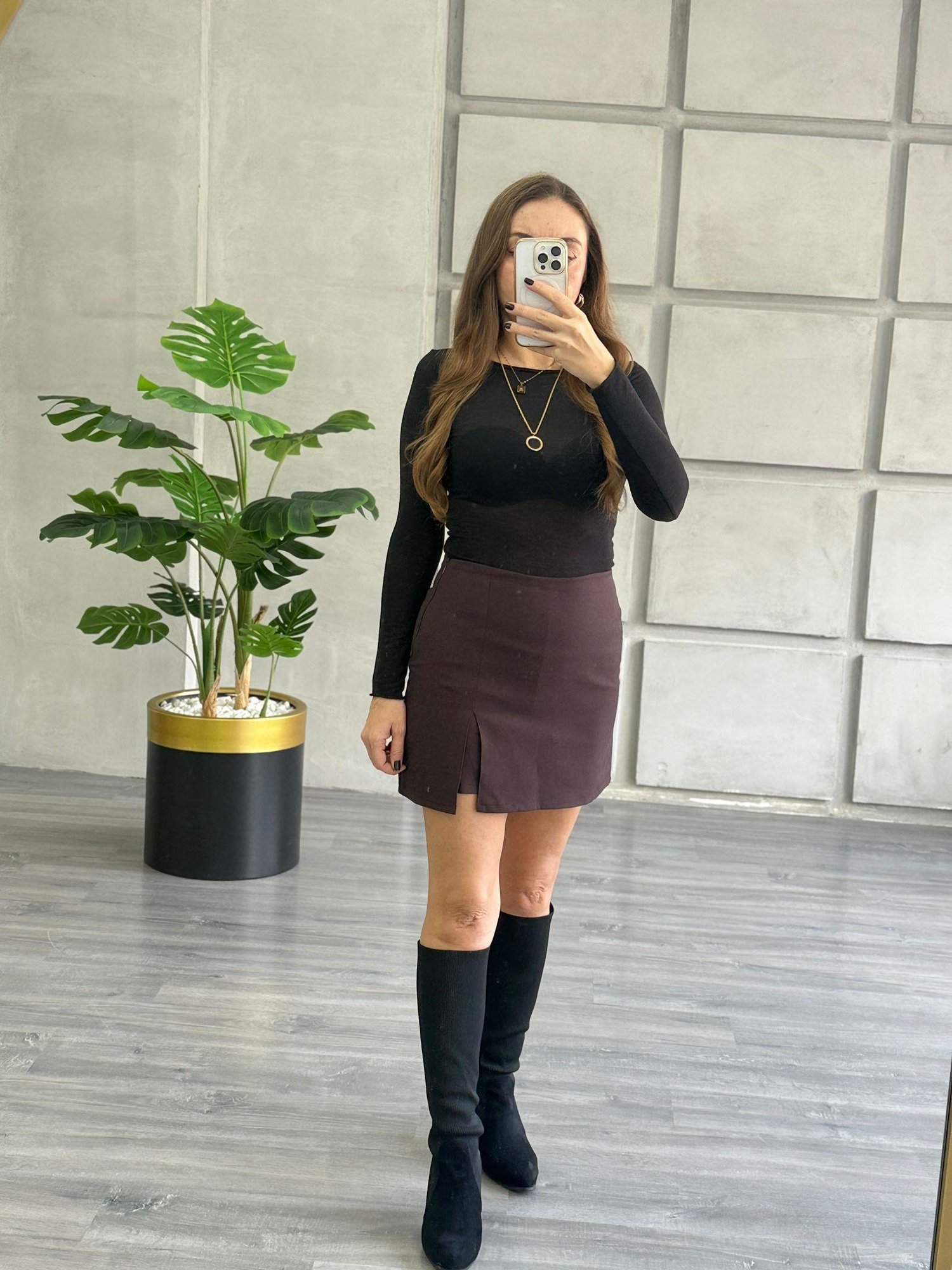 Yırtmaçlı Şort Astarkı Etek Mürdüm