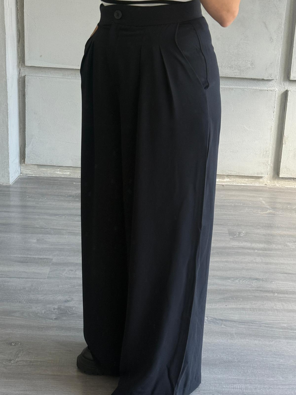 Yüksek Bel Pile Detaylı Pantolon