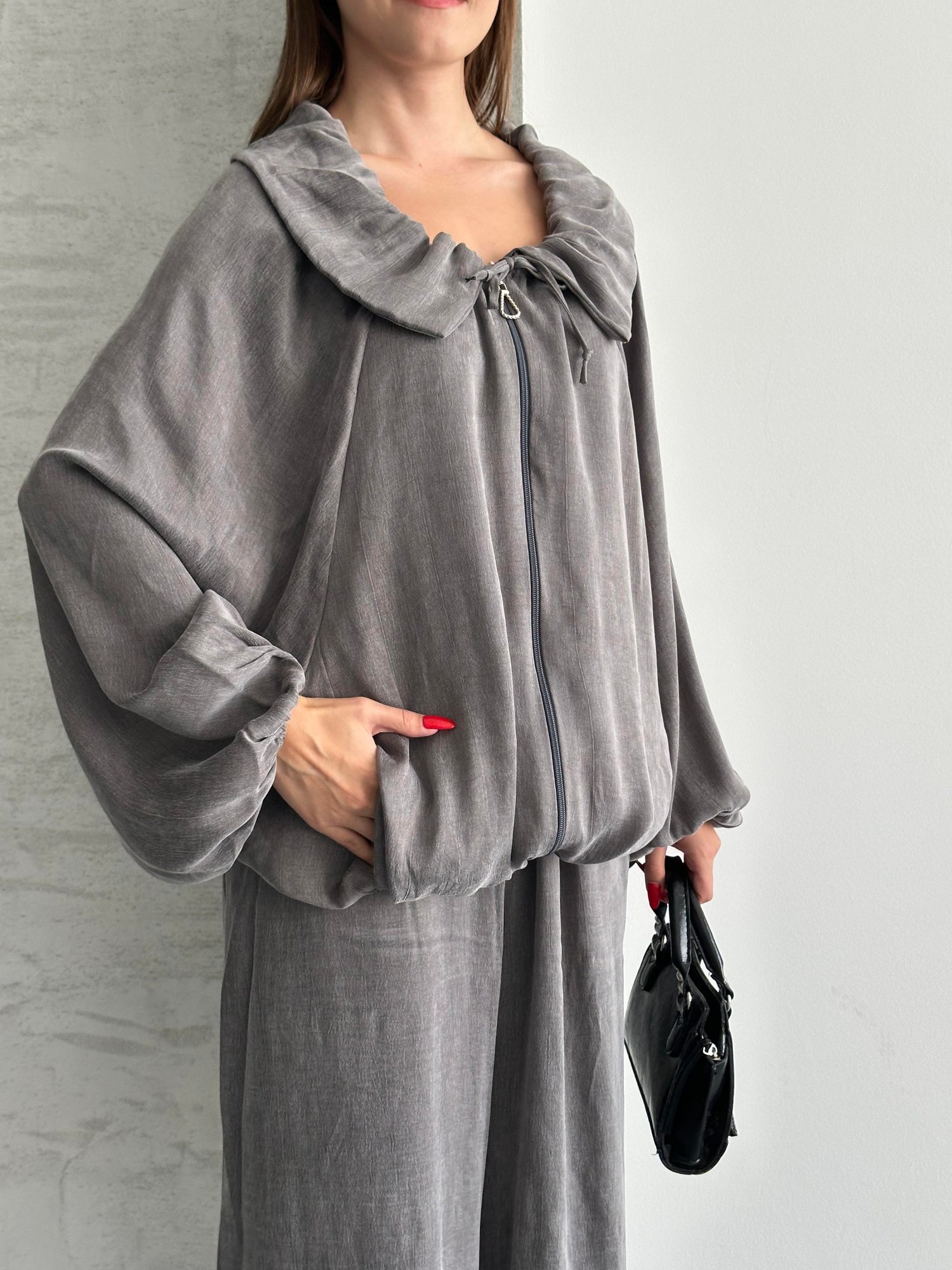 Açik Yaka Bügülü Oversize Takım